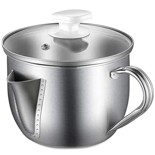 HAYLEY 1000ml Stainless Steel Oil Separator - Fat Skimmer for Soup, Gravy & Cooking with Lid - Perfect for Healthy Meal Prep & Kitchen Use