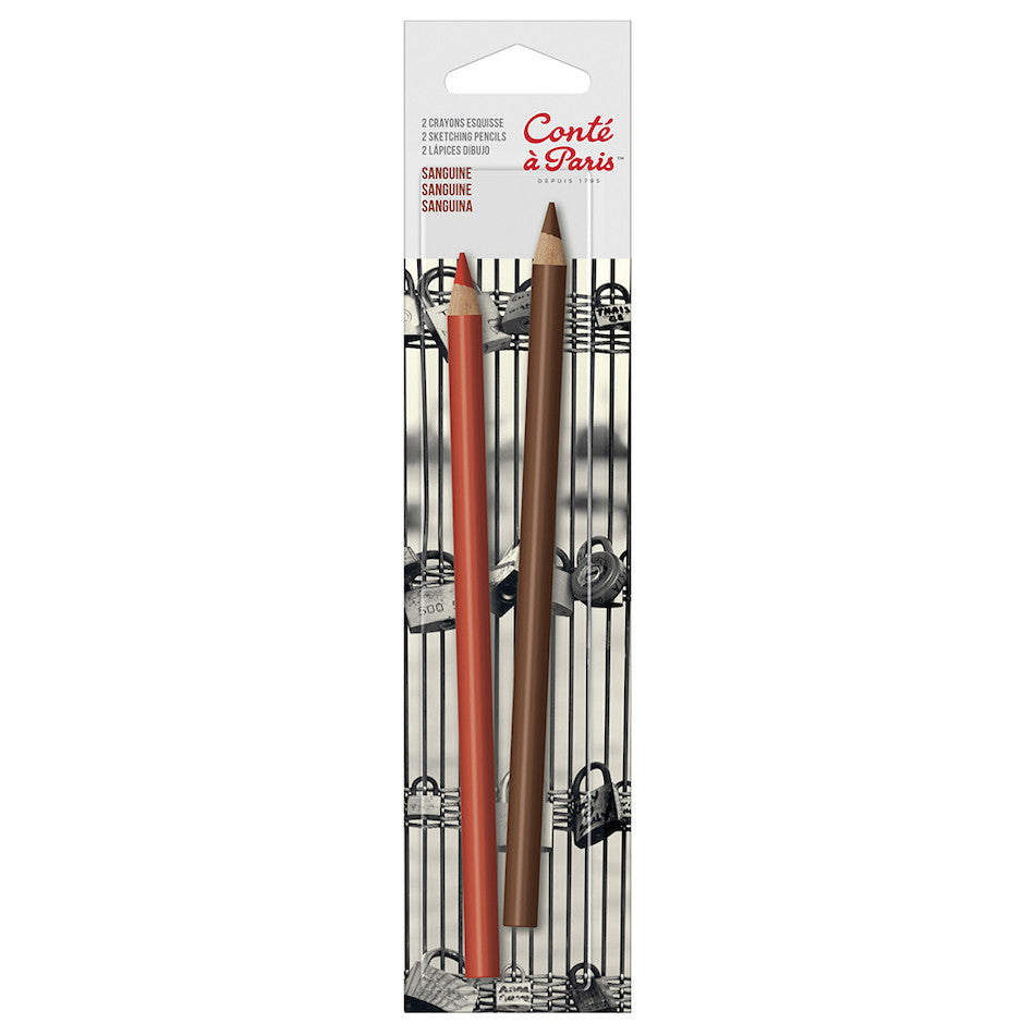 Conté à Paris Sketching Pencils - Set of 2 (Sanguine & Sepia) for Professional Artists & Sketching - Perfect for Portraits, Figure Drawing & Art Studies