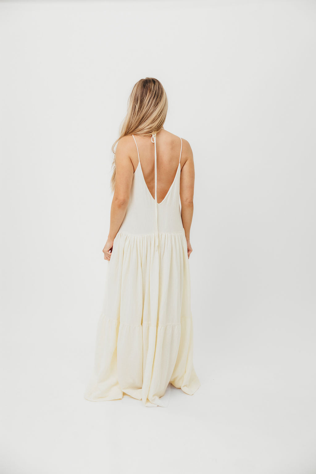 Solenne Women's Elegant Cream Maxi Dress - Perfect for Summer Weddings, Beach Vacations & Casual Outings