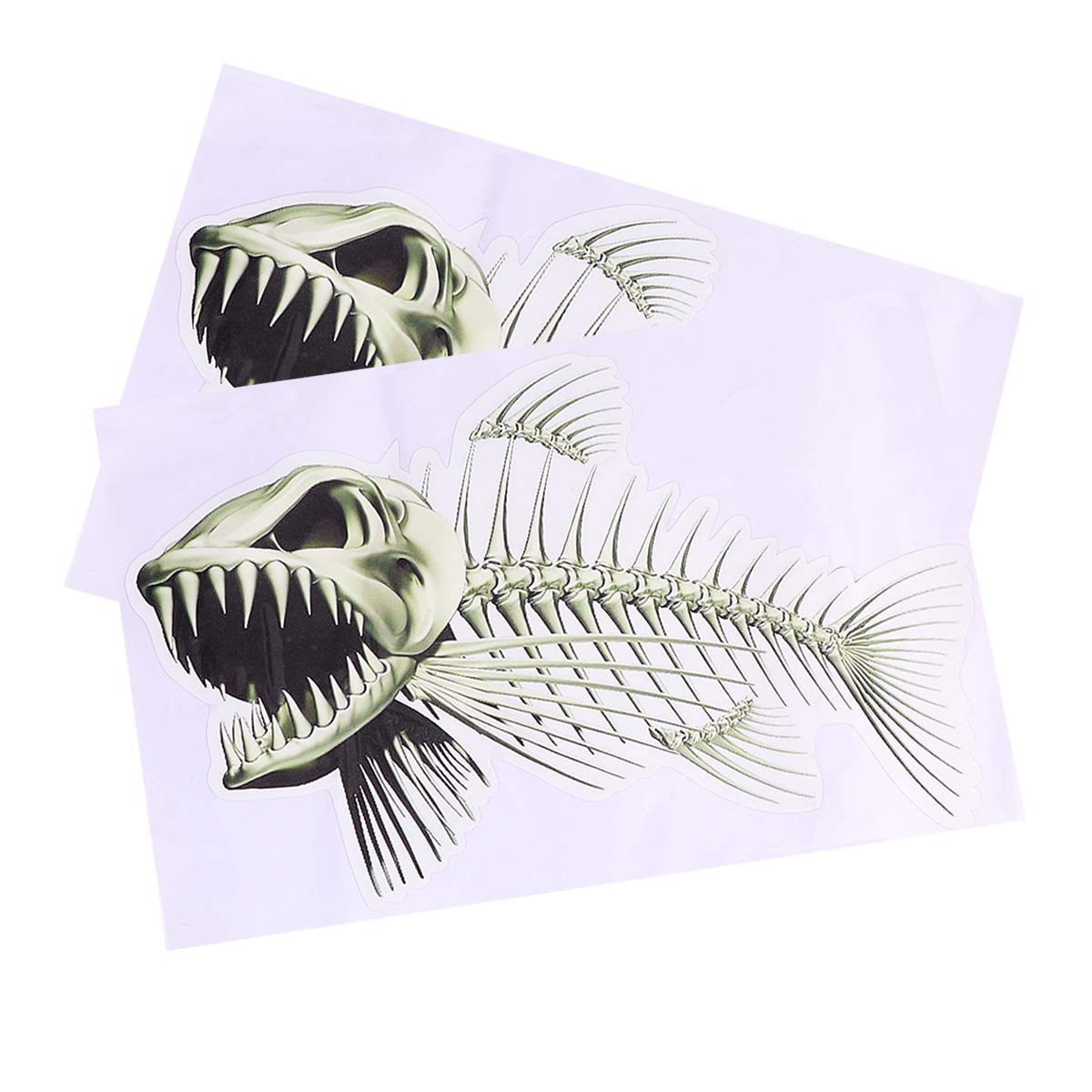 FOMIYES 2-Pack Skeleton Fish Vinyl Decals - Waterproof Car Stickers for Windows, Boats, Vehicles | Halloween Decor, Automotive Accessories & Marine Decoration