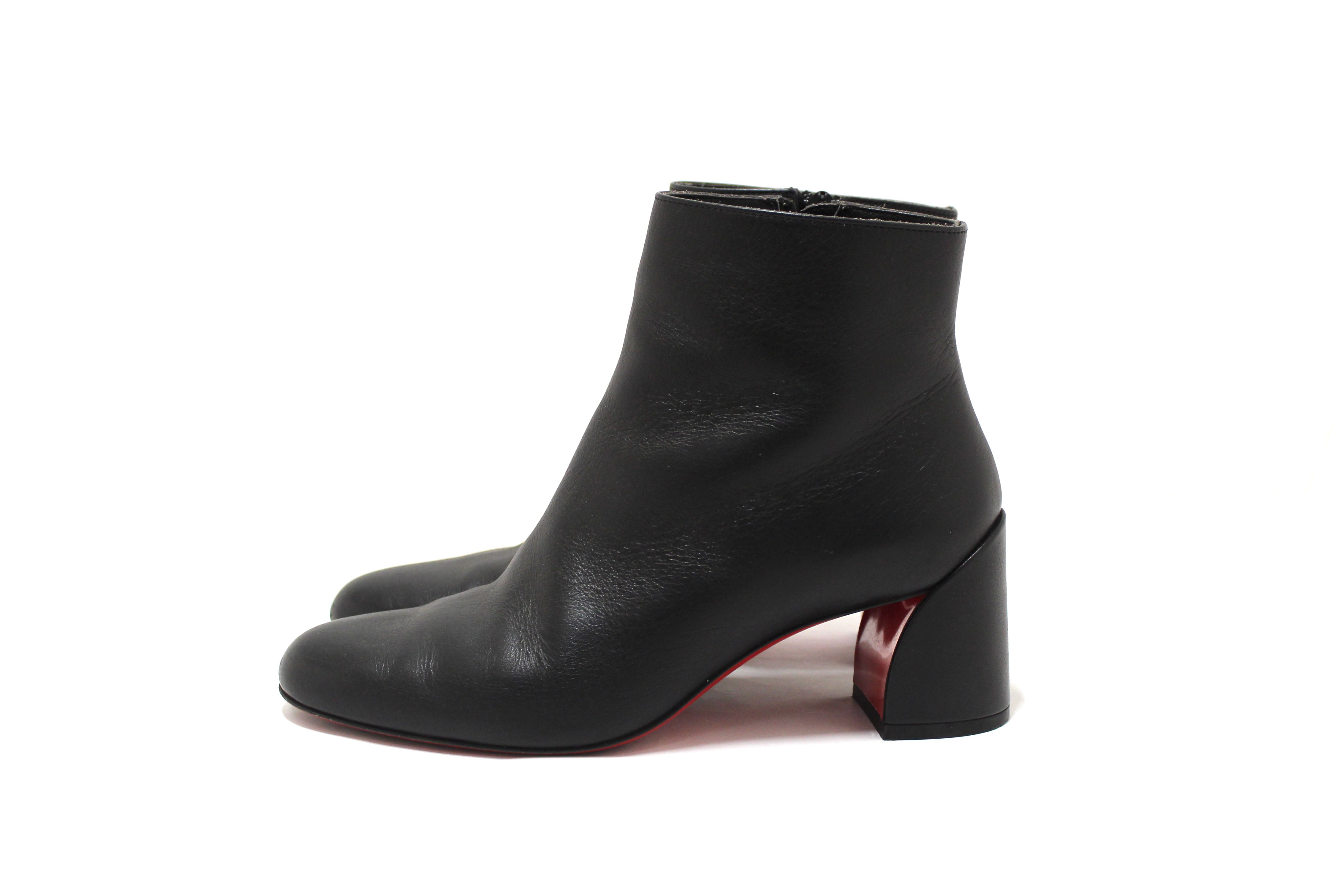 Authentic Christian Louboutin Black Leather Turela 55 Ankle Boots Women's Size 36.5 - Stylish & Comfortable for Evening Parties & Night Out