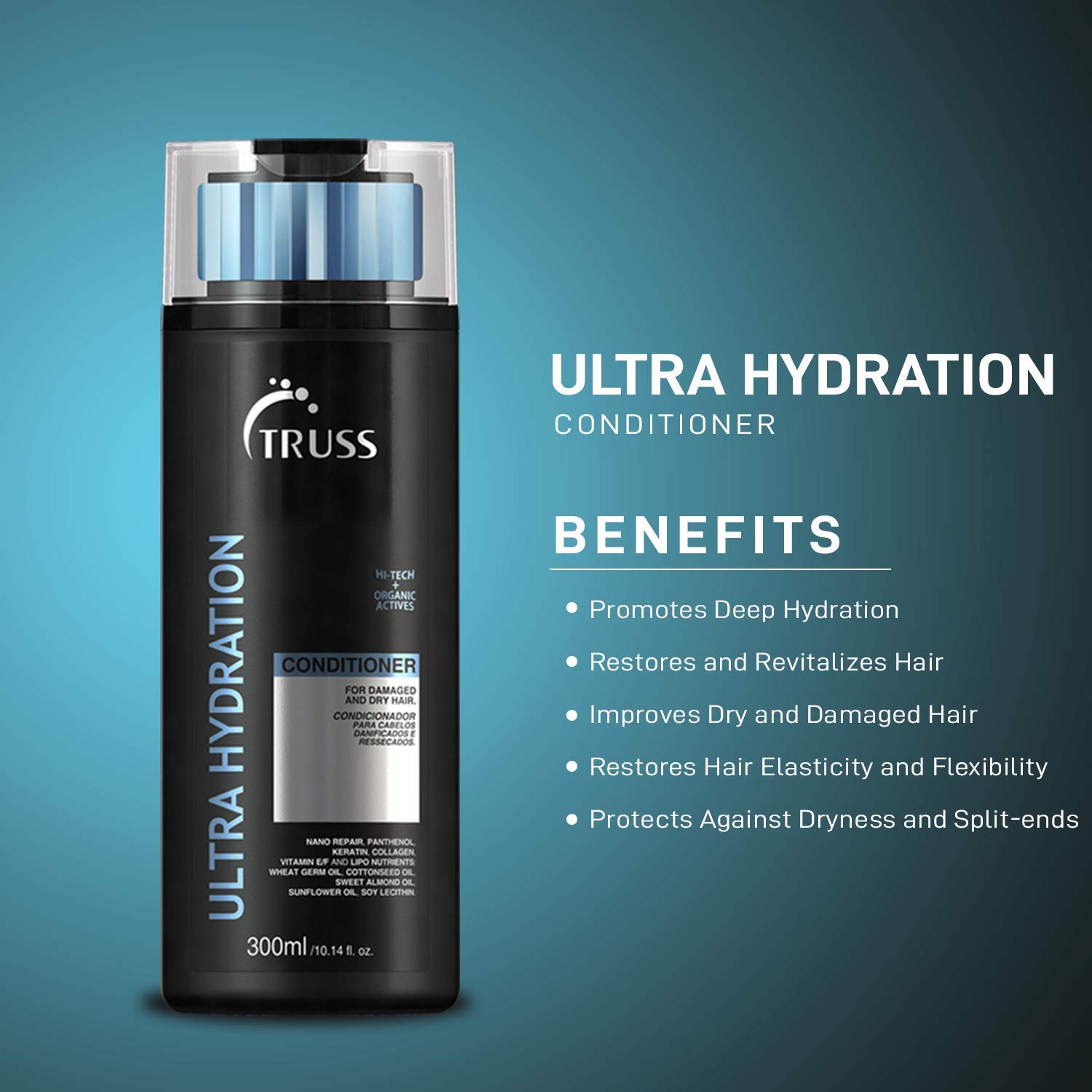 TRUSS Ultra Hydration Shampoo & Conditioner Set with Hair Mask - Deep Moisturizing for Dry, Damaged Hair - Salon Quality Hair Care Bundle for Soft, Shiny Locks - Perfect for Daily Use & Post-Color Treatment