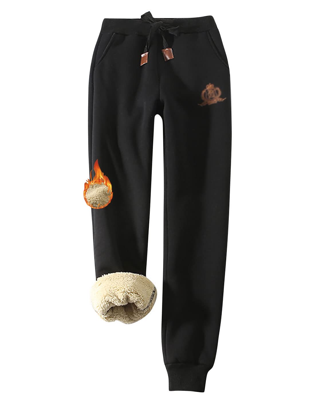 Women's Warm Sherpa Lined Fleece Jogger Pants - Winter Thermal Sweatpants for Yoga, Running & Lounge Wear - Cozy Athletic Pants for Cold Weather