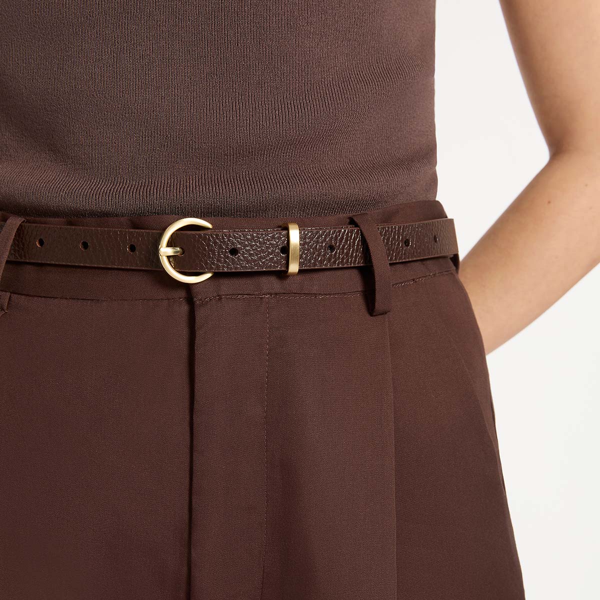 Trendy Chocolate & Gold Reversible Belt for Women - Perfect for Casual Outfits, Office Wear, and Date Nights