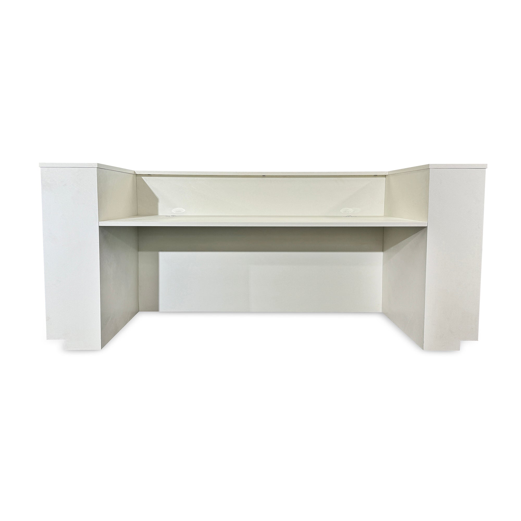 Premium HALO Reception Desk 240cm - Modern Oak & White Office Furniture for Corporate Lobby, Hotel Front Desk & Professional Workspaces