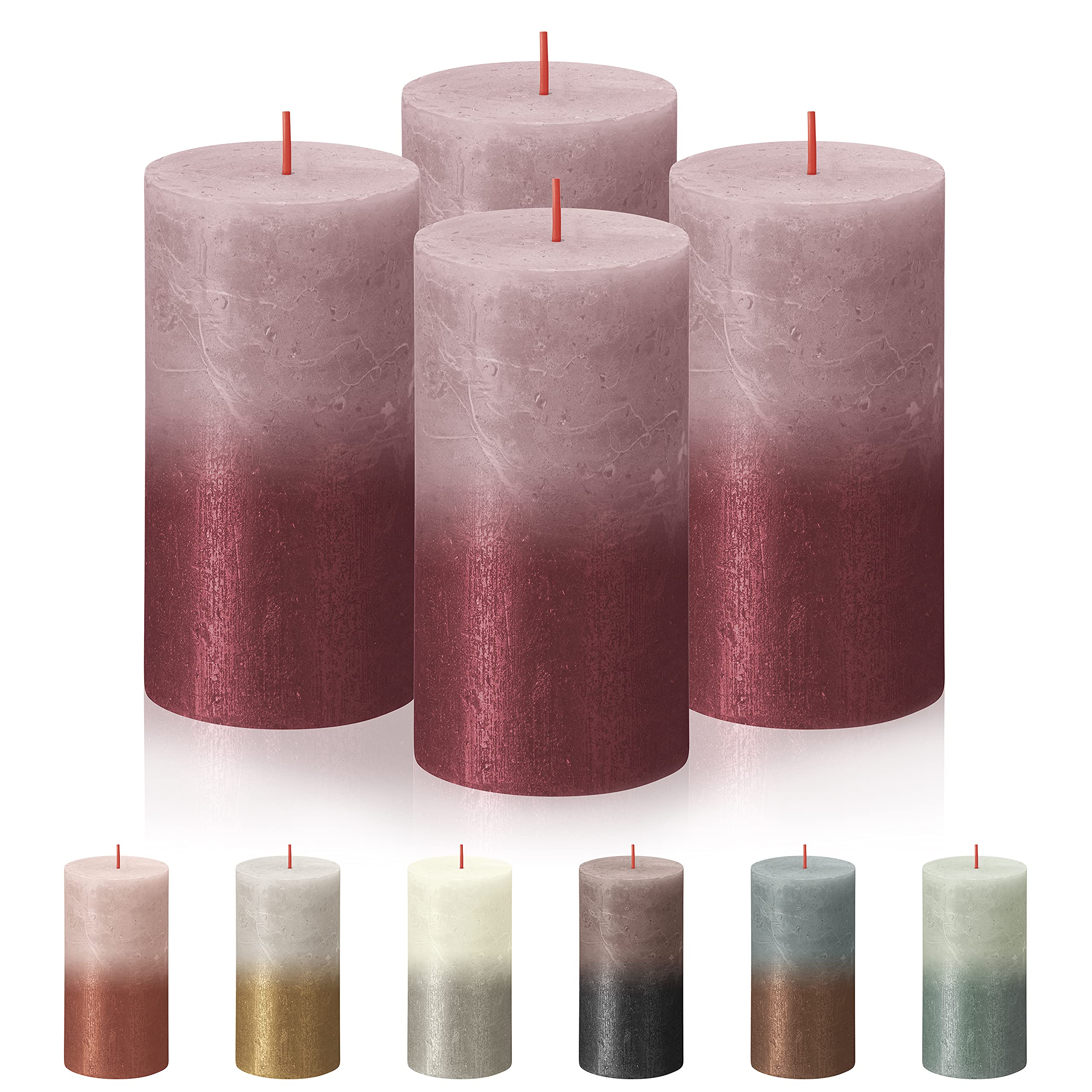 BOLSIUS 4-Pack Rustic Metallic Pillar Candles - 2.75