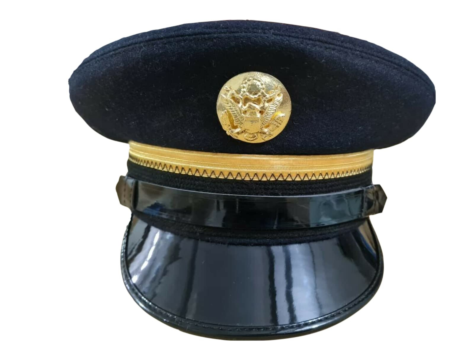 U.S. Army Fur Felt Enlisted Dress Blue Service Cap - Black, Size 7 1/4 | Military Formal Hat for Ceremonies & Dress Uniforms