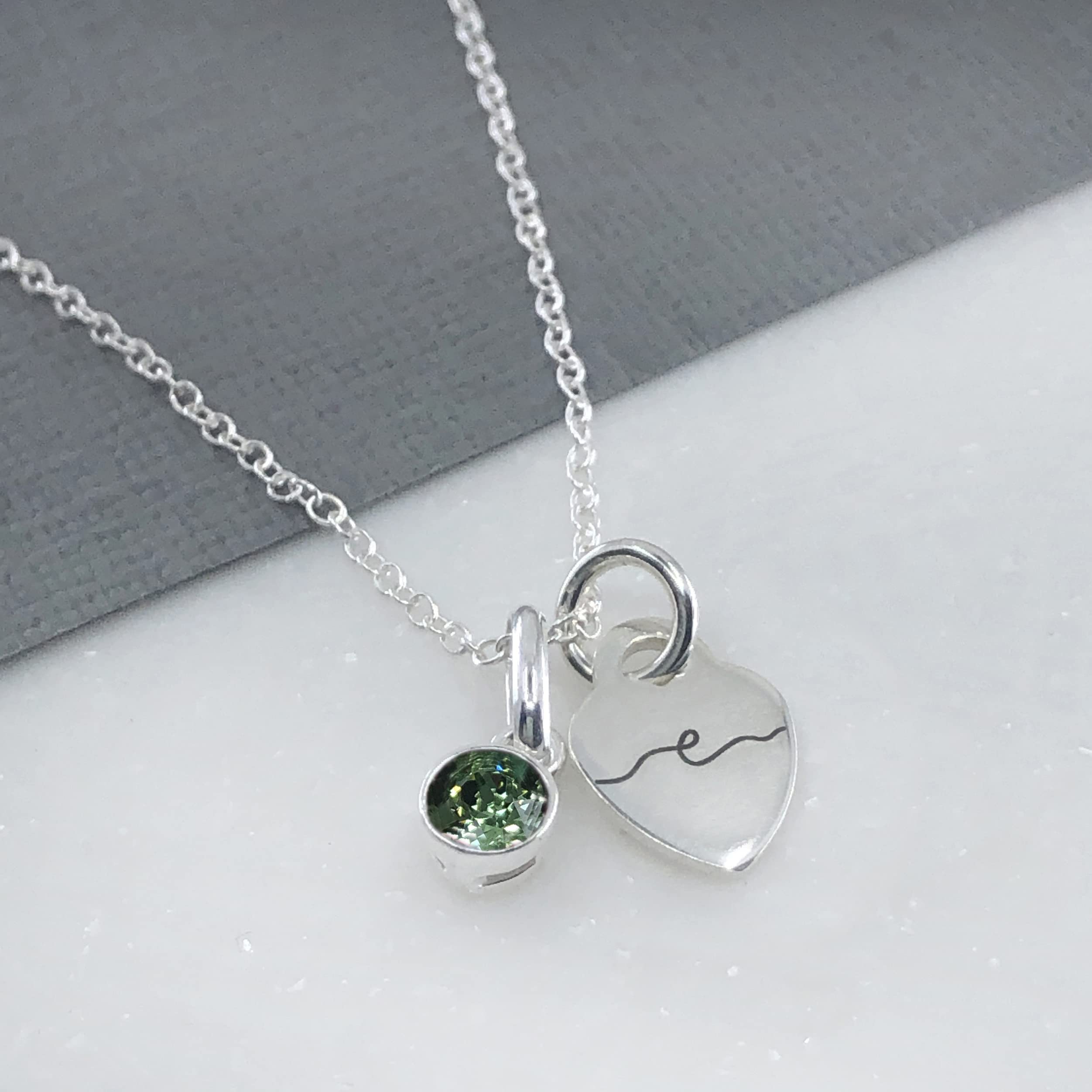 Heart Crystal Birthstone Charm Necklace in Sterling Silver - Perfect Gift for Anniversary, Birthday & Valentine's Day