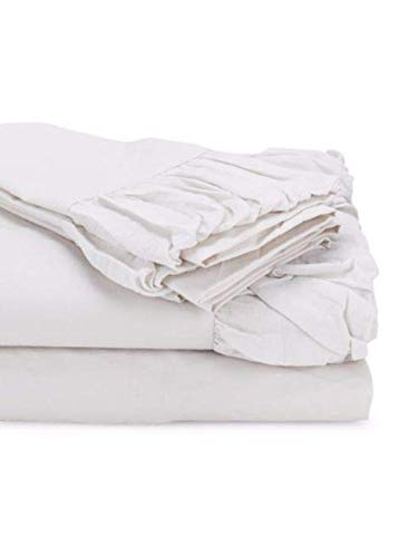 Premium Set of 2 Ruffled Pillow Cases - 400 Thread Count 100% Egyptian Cotton - Solid White Queen Size (20x30 Inches) - Luxury Bedding for Master Bedroom, Guest Room & Home Decor