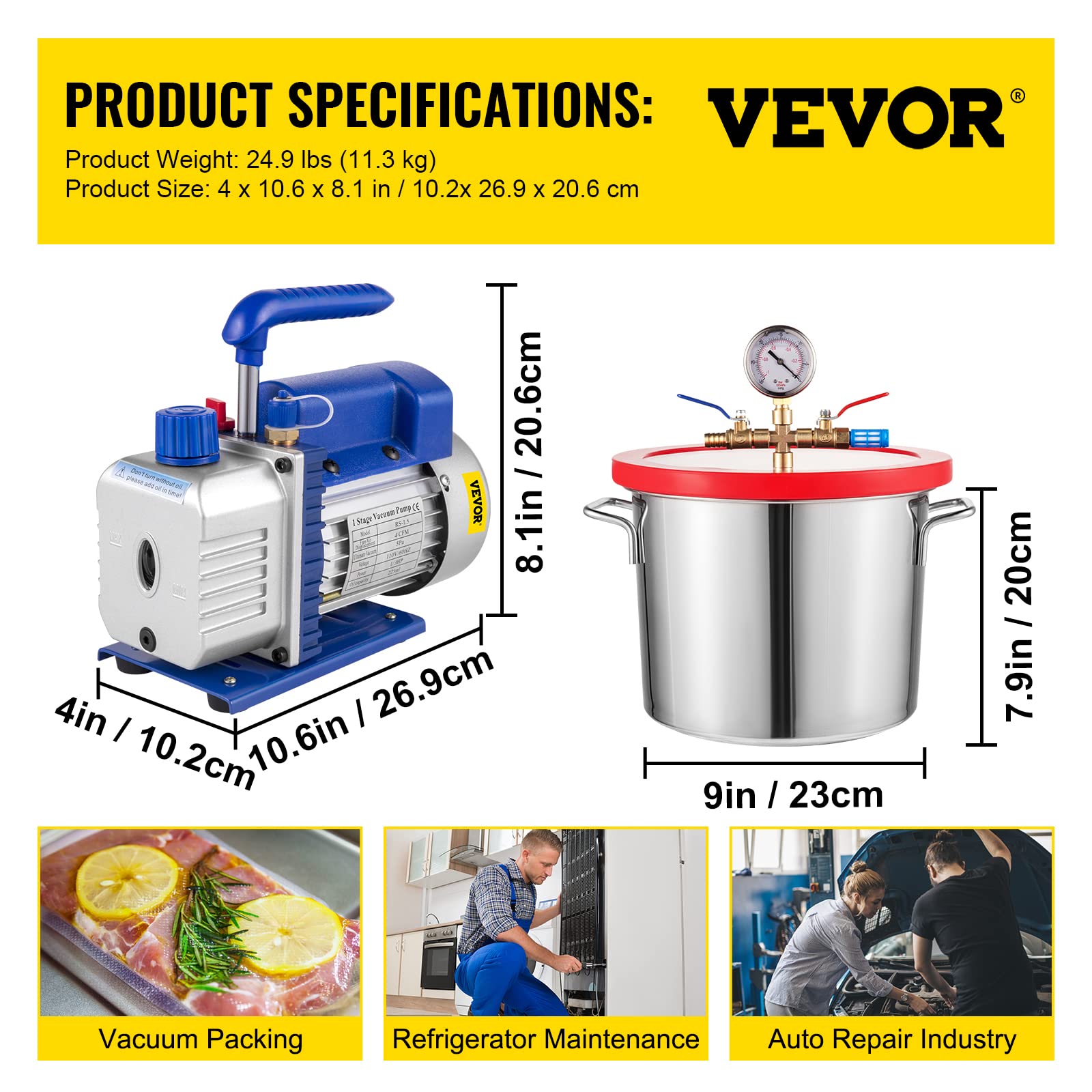 Bestauto 2 Gallon Vacuum Chamber Kit with 4CFM 1/3HP Single Stage Vacuum Pump for Silicone & Epoxy Degassing - Perfect for Resin Casting, Mold Making, and DIY Projects