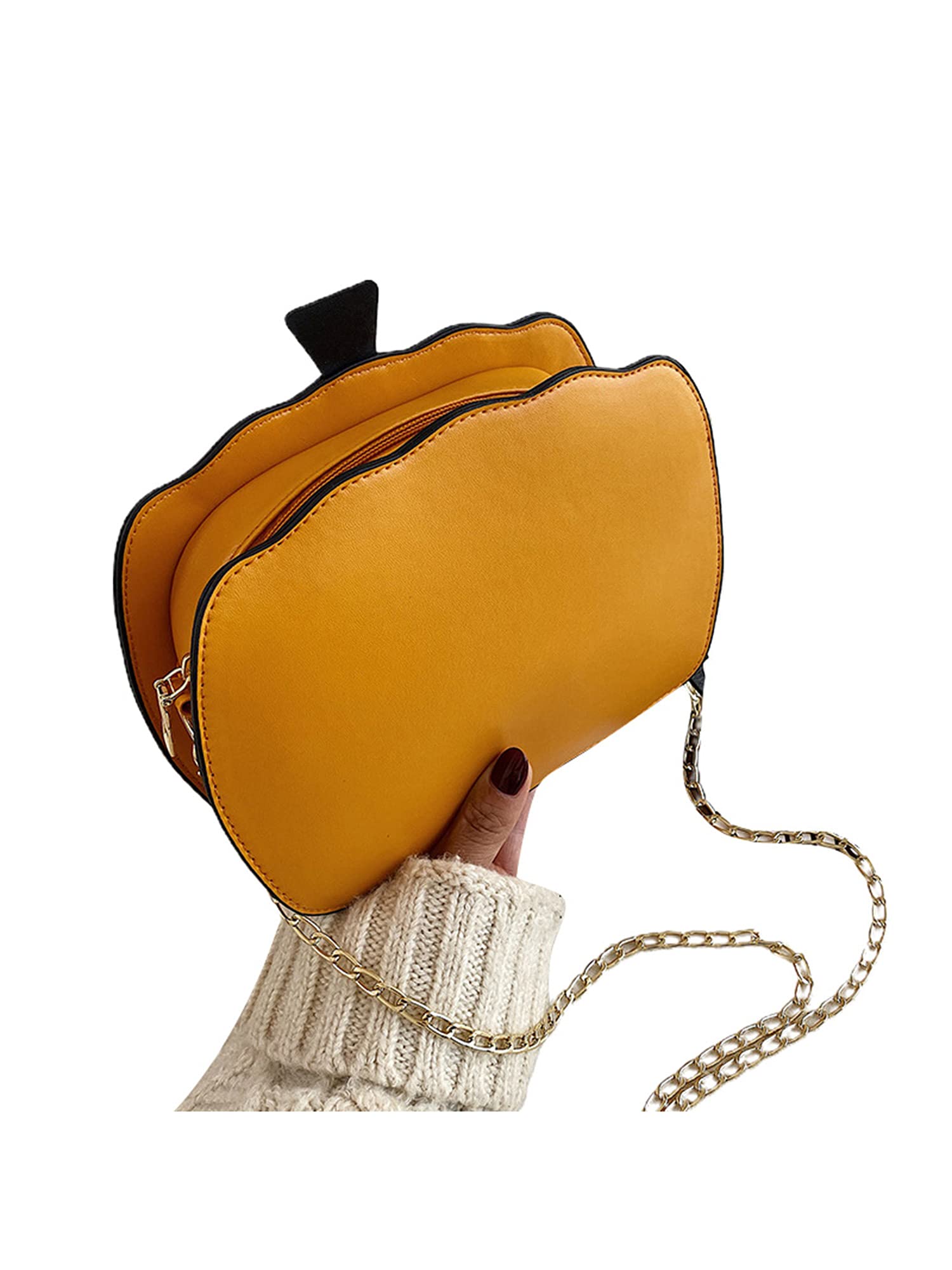 Women's Pumpkin Shoulder Bag - Cute Devil Crossbody Purse for Halloween Trick or Treat - Fashionable Yellow Handbag for Parties, Cosplay & Spooky Outfits