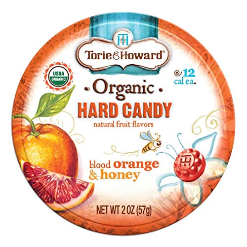 Torie and Howard Organic Hard Candy Tin - Blood Orange & Honey Flavor, 2 Ounce (Pack of 4) | All-Natural Snacks for Office, Travel & Gift Giving