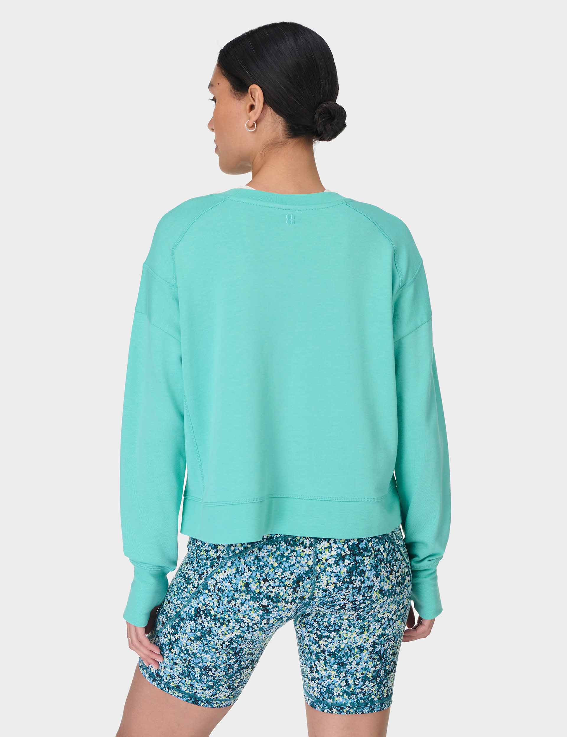 After School Crop Sweatshirt for Women - Soft Comfortable Pullover Hoodie in Sea Spray Blue - Perfect for Casual Wear, Gym, and Weekend Outings