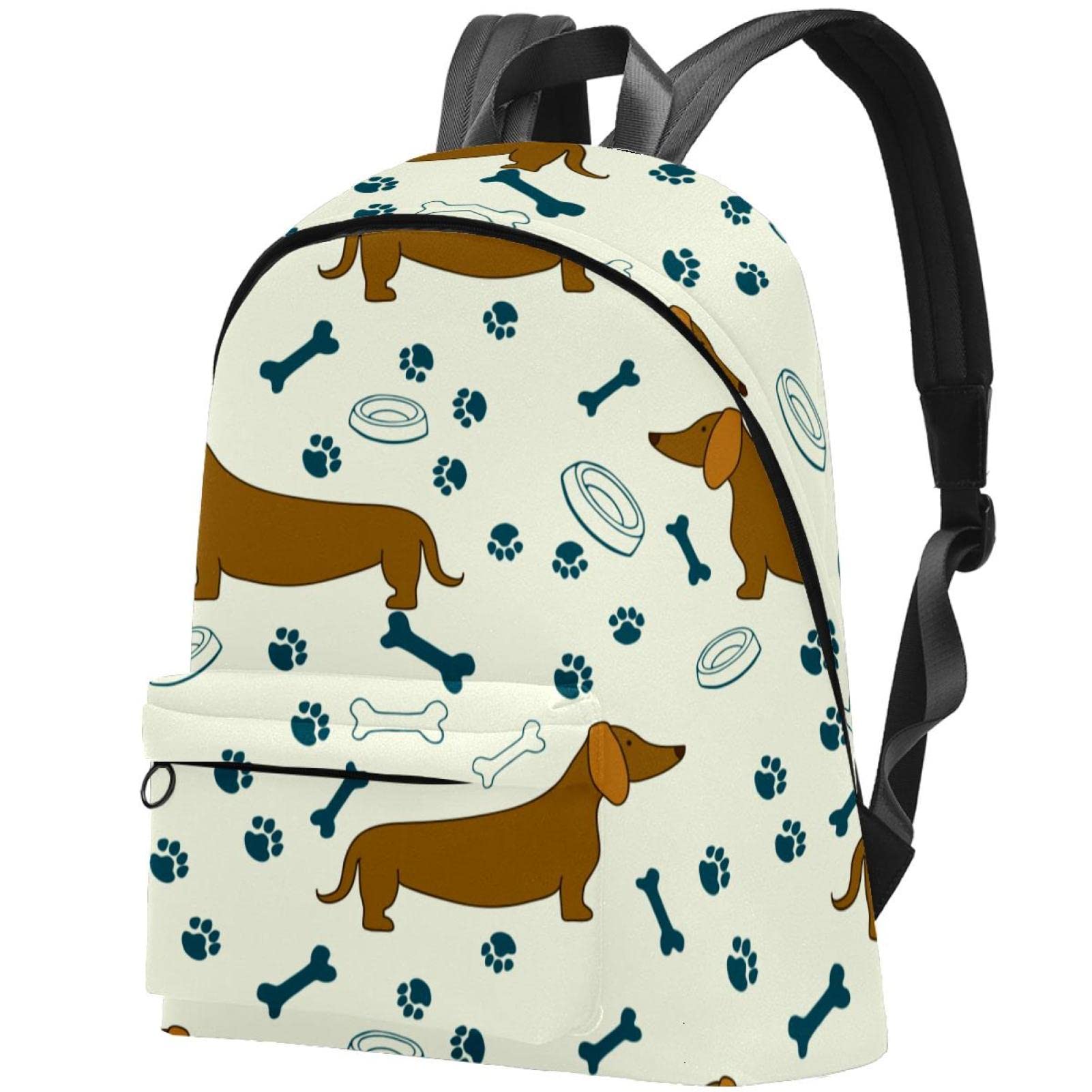 Stylish Canvas Backpack for College & Travel - Durable Unisex Backpack with Dachshund Dog Paw Print Design - Perfect for School, Work, and Outdoor Adventures