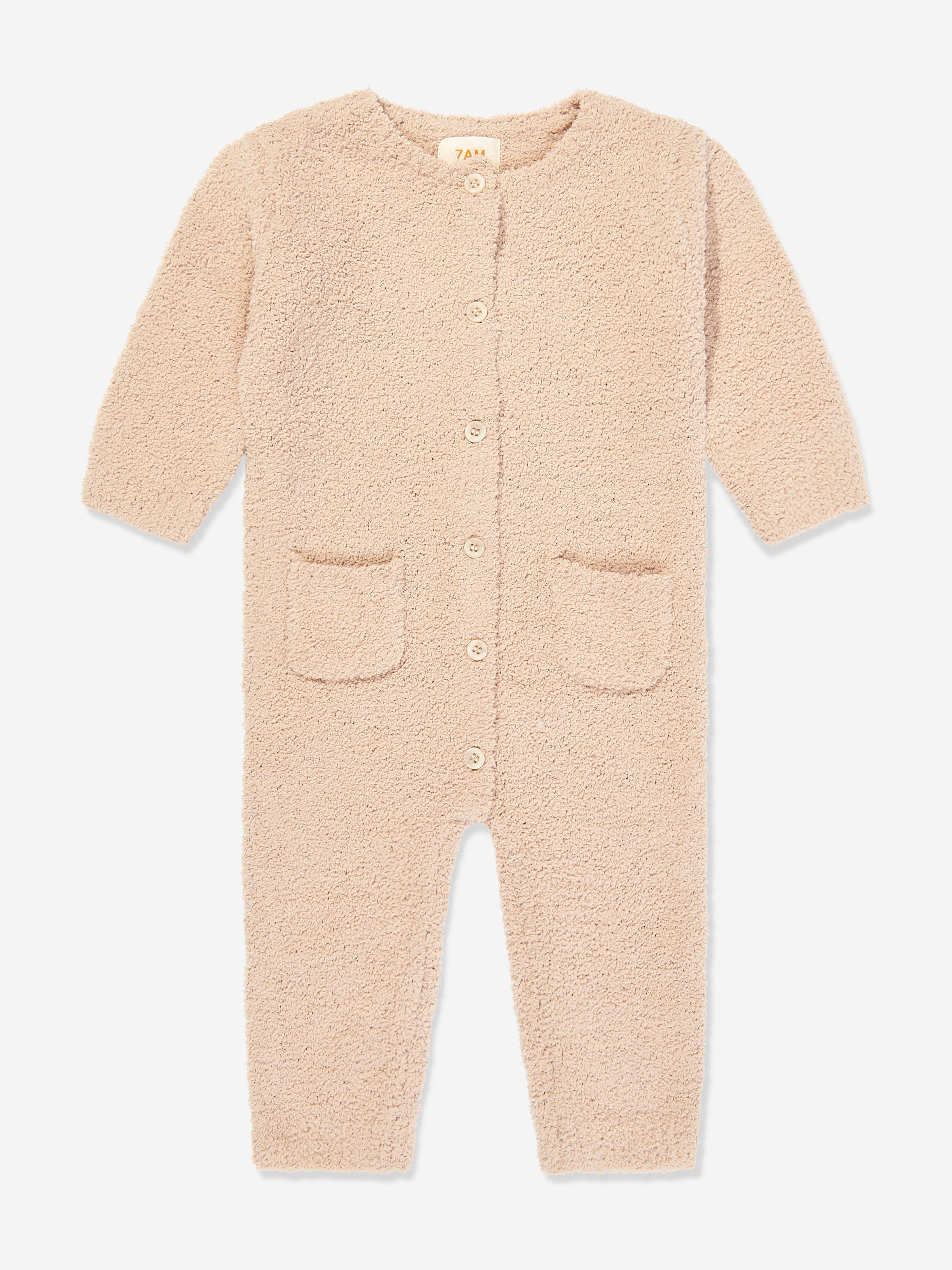 7AM Enfant Baby Fuzzy Long Sleeve Romper - Soft Beige Jumpsuit for Infants & Toddlers | Cozy Winter Outfit, Playtime & Photo Shoots
