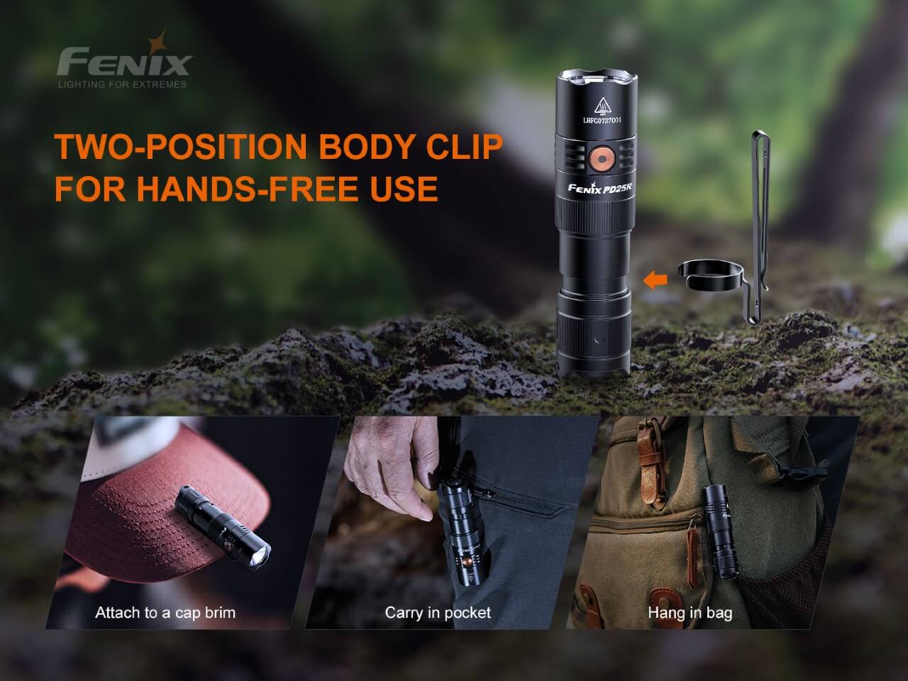 Fenix PD25R Rechargeable LED Flashlight 1000 Lumens, Compact Tactical Flashlight with USB-C Charging - Perfect for Camping, Hiking & Emergency Use