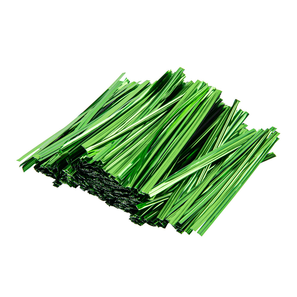 Green Metallic Twist Ties for Bags - 500 Count Box | Secure & Reseal Food Storage, Bread Bags, Produce Bags & More