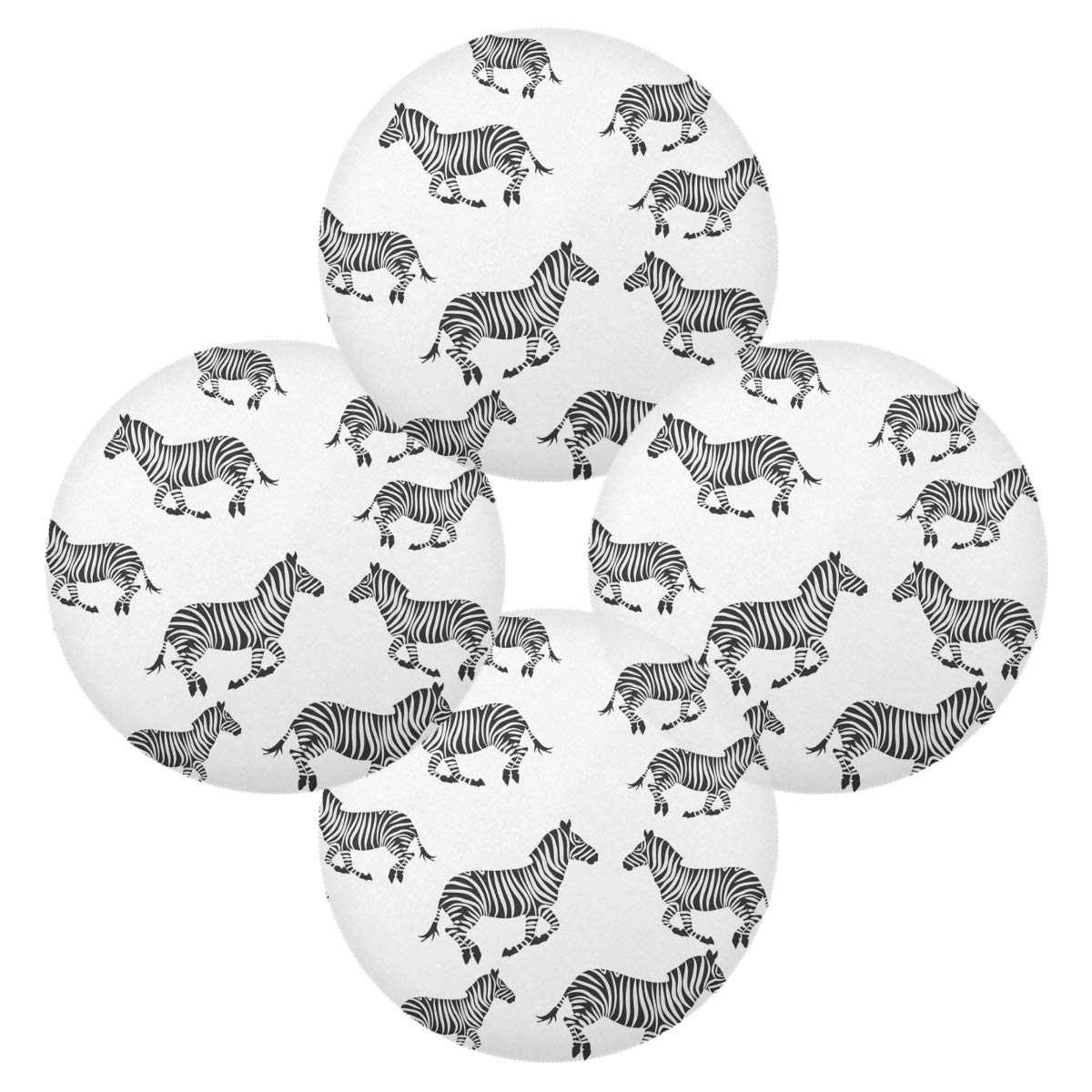 Premium Non-Slip Round Table Placemats Set of 6 - 15.4 Inch Chaotic Galloping Zebra Design for Kitchen & Dining Room, Perfect for Holidays, Parties, and Everyday Use