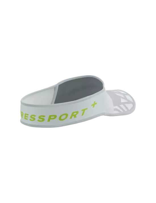 Compressport Spiderweb Ultralight Running Visor - White/Safety Yellow | Breathable Sun Protection for Outdoor Sports, Hiking & Cycling