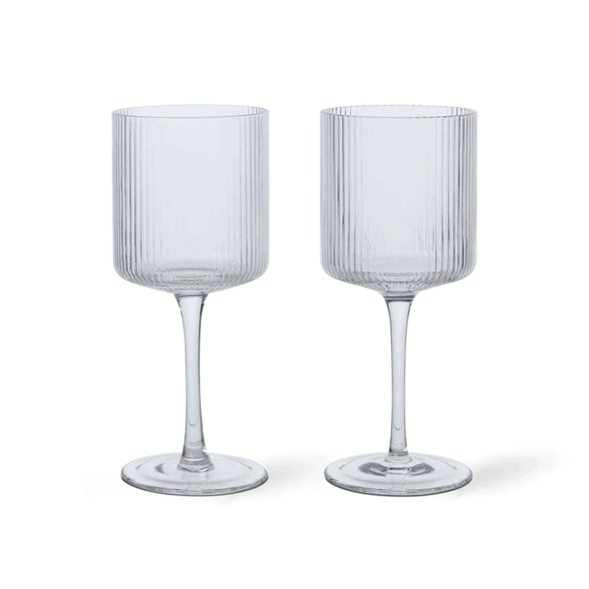 FERM LIVING Ripple White Wine Glasses Set of 2 - Clear Crystal Stemware for Chardonnay, Sauvignon Blanc & Riesling - Perfect for Dinner Parties, Weddings & Romantic Date Nights