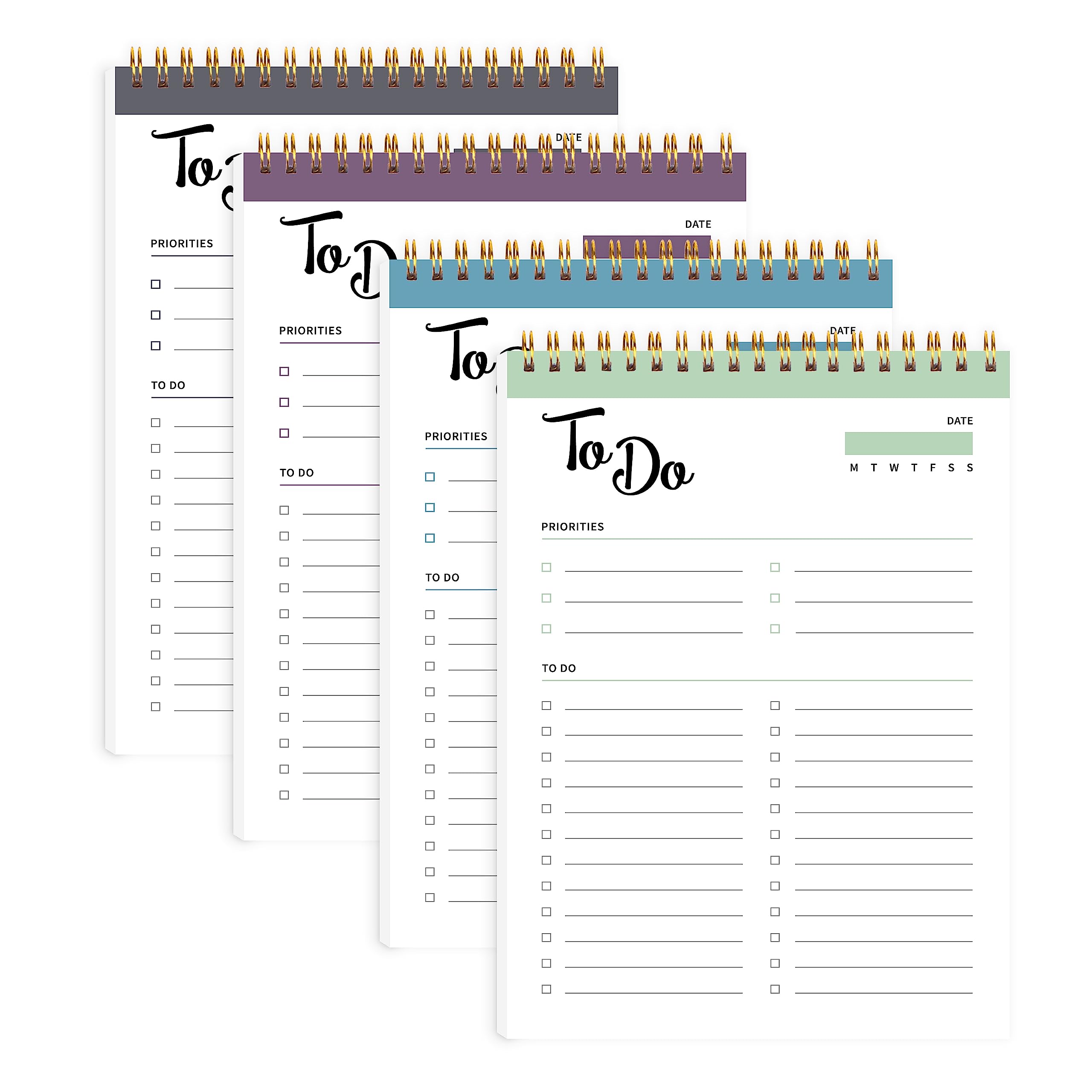 Premium Undated Daily Planner Notepad with Spiral Binding - 52 Sheets Productivity Organizer, 8.5