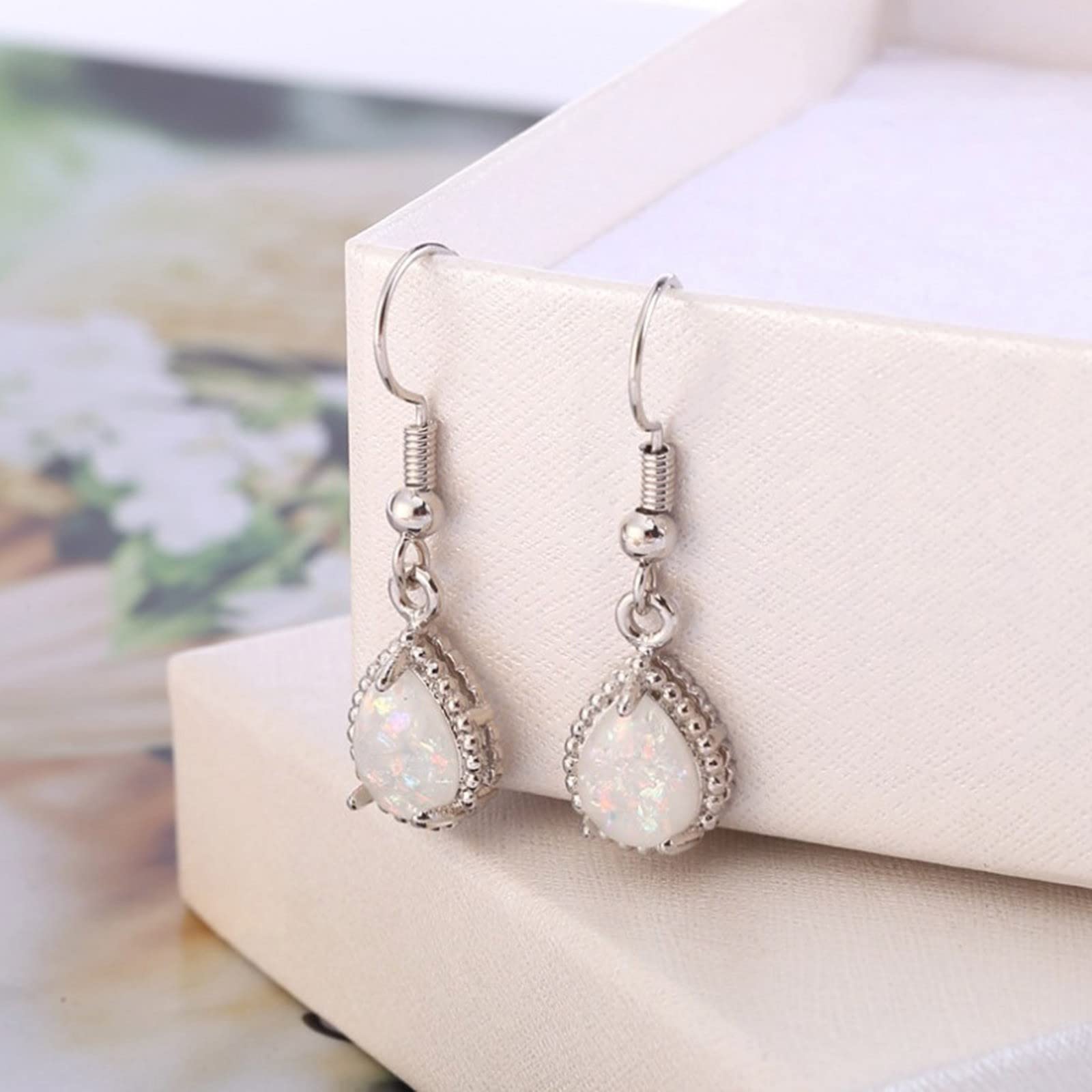Statement Hoop Earrings for Women - Fashionable Faux Opal Gemstone Earring Set (One Size, Metal) - Perfect for Parties, Weddings & Everyday Wear