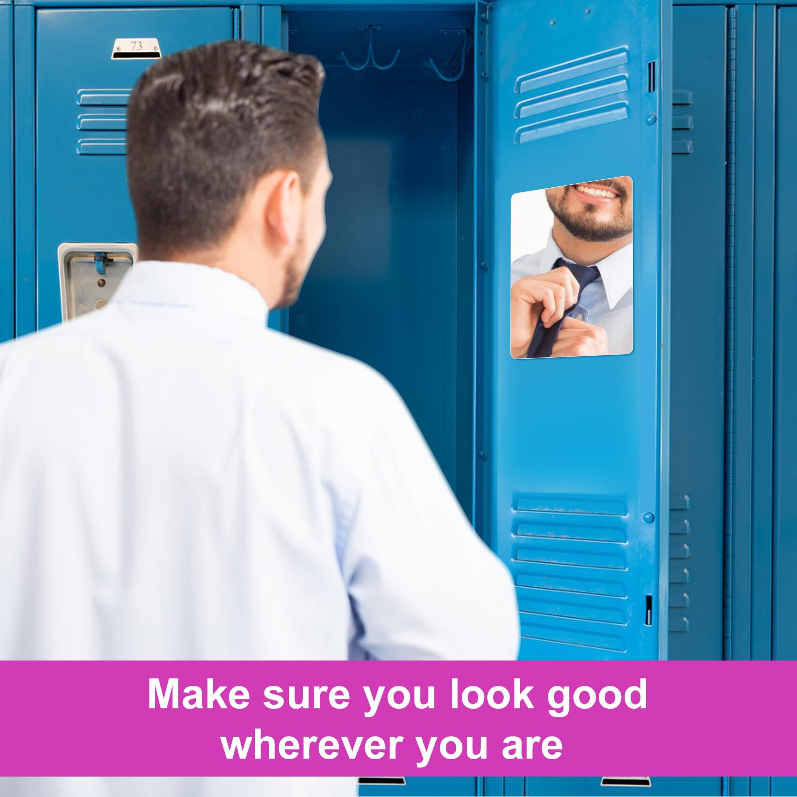 Shatterproof Magnetic Locker Mirror - 7.1x6 Inch Acrylic Safety Mirror for Kids, School Lockers, Bathroom & Refrigerator | Removable Makeup Mirror for Office & Gym Cabinet - Durable Glassless Design for Home & Travel Use