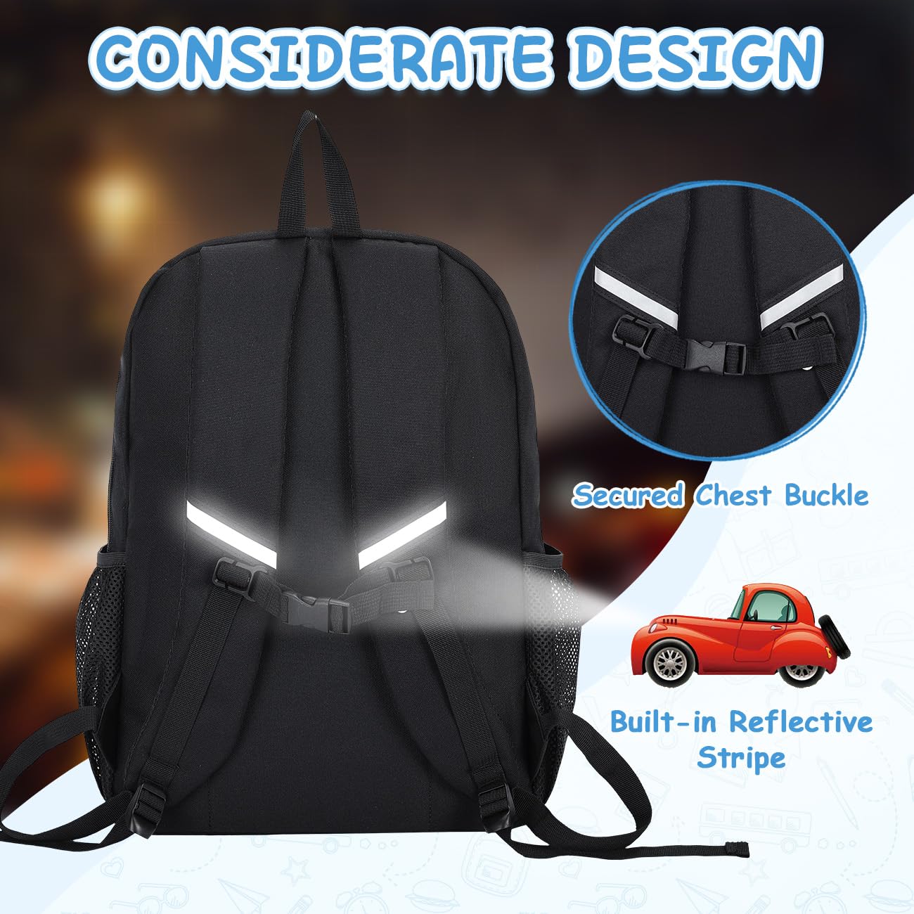 VASCHY Kids Backpack with Insulated Lunch Box Set - School Bookbag for Toddlers, Preschool, Daycare, Kindergarten & Elementary Students | Black | Perfect for School, Travel & Outdoor Activities