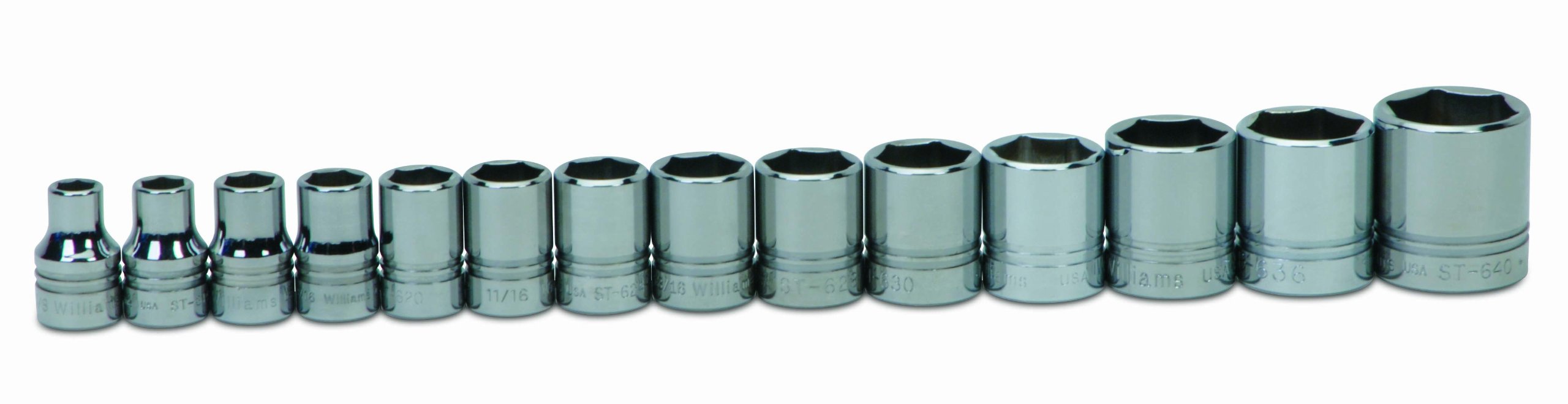 Williams WSS-14HRC 14-Piece 1/2-Inch Drive Shallow 6 Point Socket Set - Professional Mechanic Tool Kit for Automotive Repair & DIY Projects