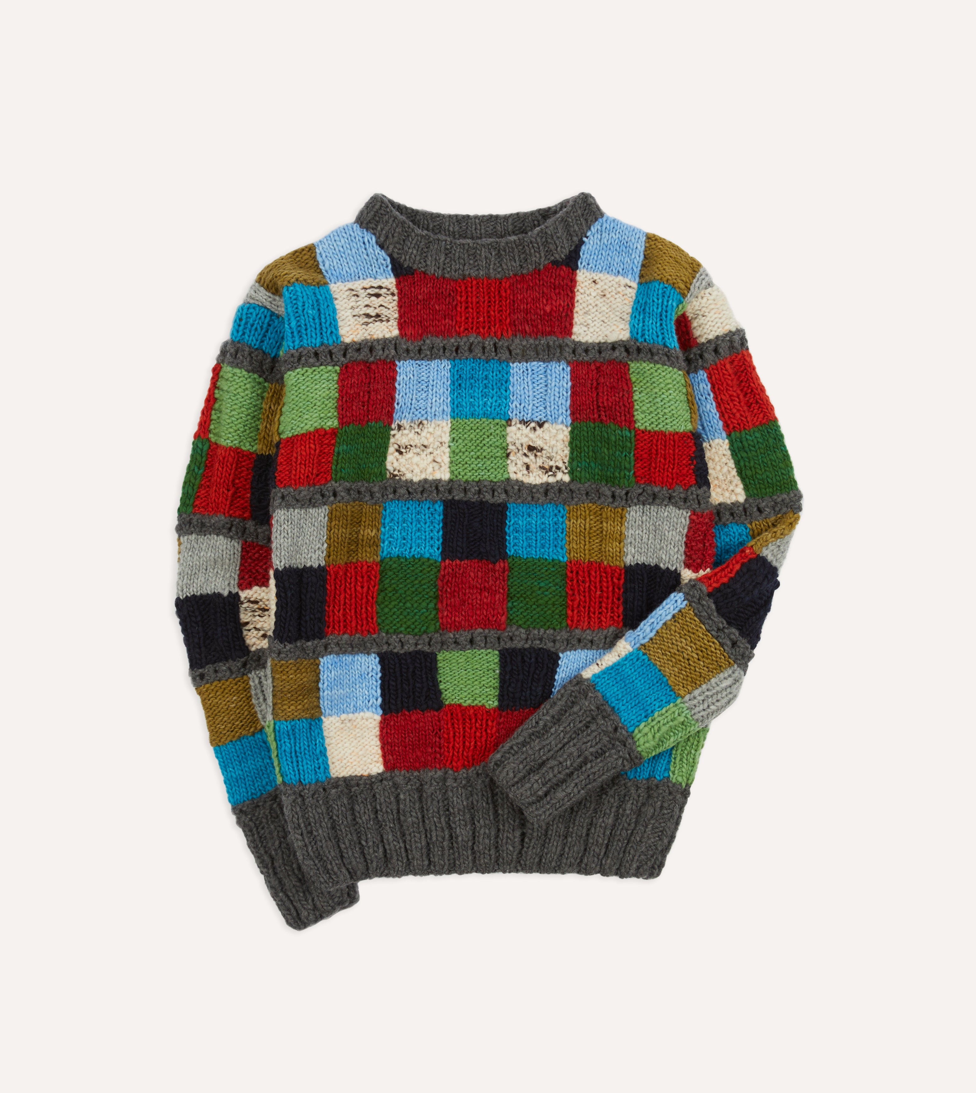 Drake's Patchwork Merino Wool Jumper - Premium Knit Sweater for Men - Cozy Winter Fashion for Casual & Office Wear