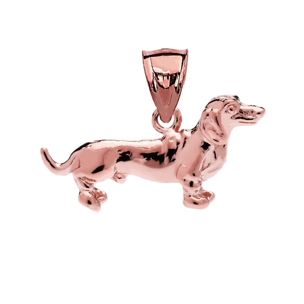 10k Rose Gold Dachshund Charm Necklace - Perfect Gift for Dog Lovers