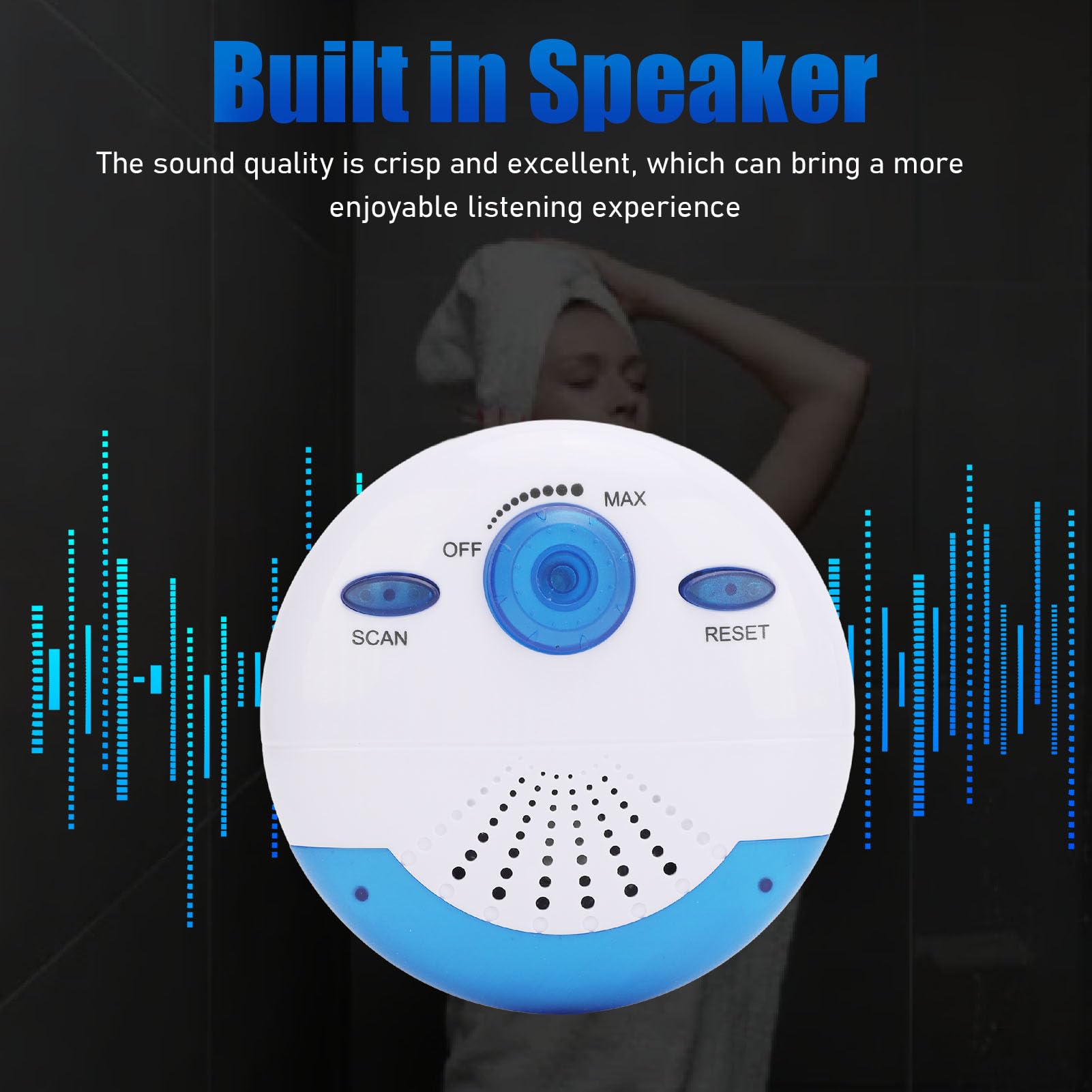 Waterproof Bluetooth Shower Speaker with 360° HD Surround Sound, FM Radio, IPX7 Rating & Top Handle - Perfect for Travel, Outdoors, Beach, Pool & Gift Giving