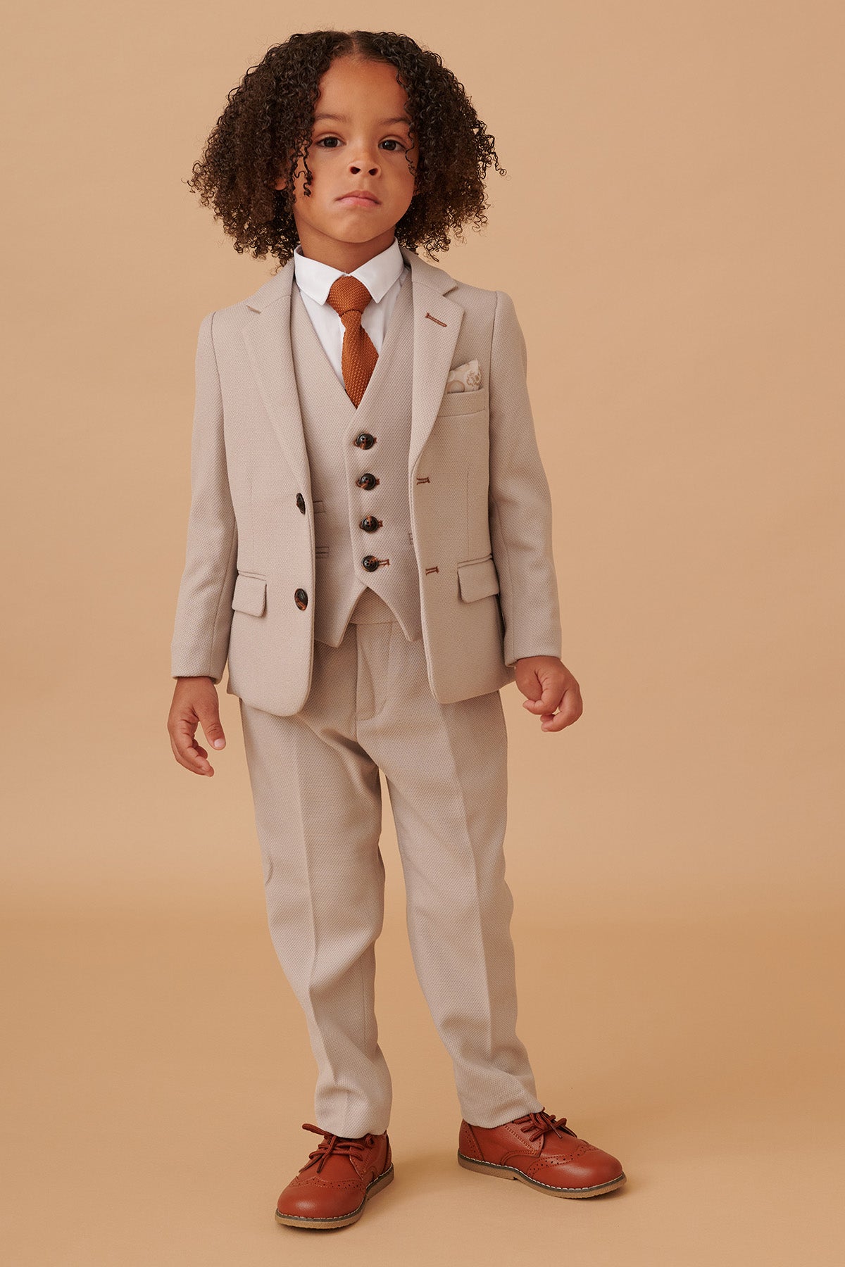 HM5 Kids' Stone Tailored 3-Piece Suit for Boys | Formal Blazer Vest & Pants Set | Perfect for Weddings, Parties & School Events