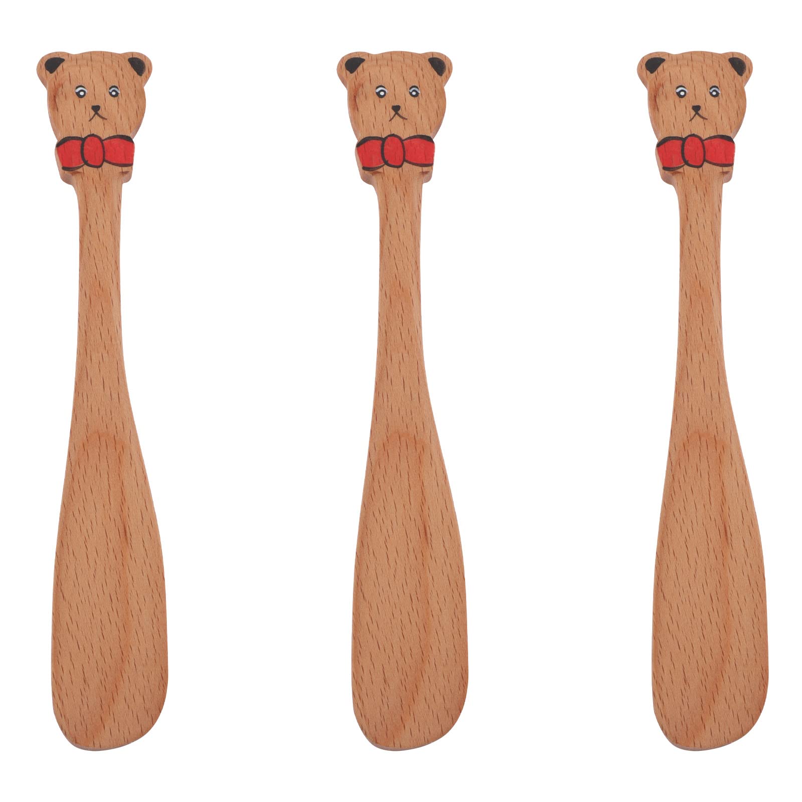 LUOZZY 3-Piece Beech Wood Jam Spatula Set - Wooden Butter Scraper & Kitchen Utensils for Spreading, Baking & Cooking - Perfect for Jams, Peanut Butter & Cream Cheese