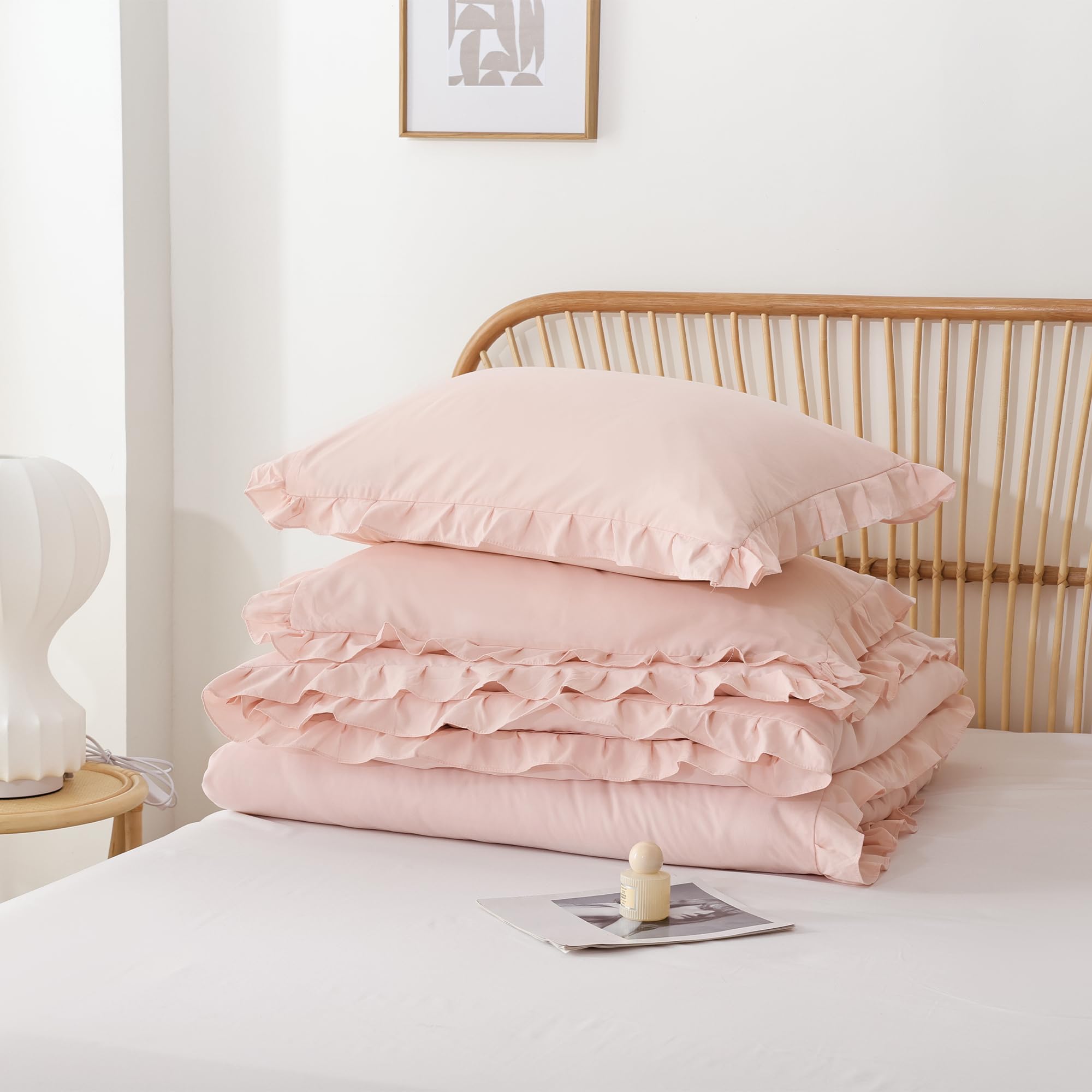 Vintage Pink Comforter Set Queen 3PCS - Soft Fluffy All Season Bedding for Cozy Home