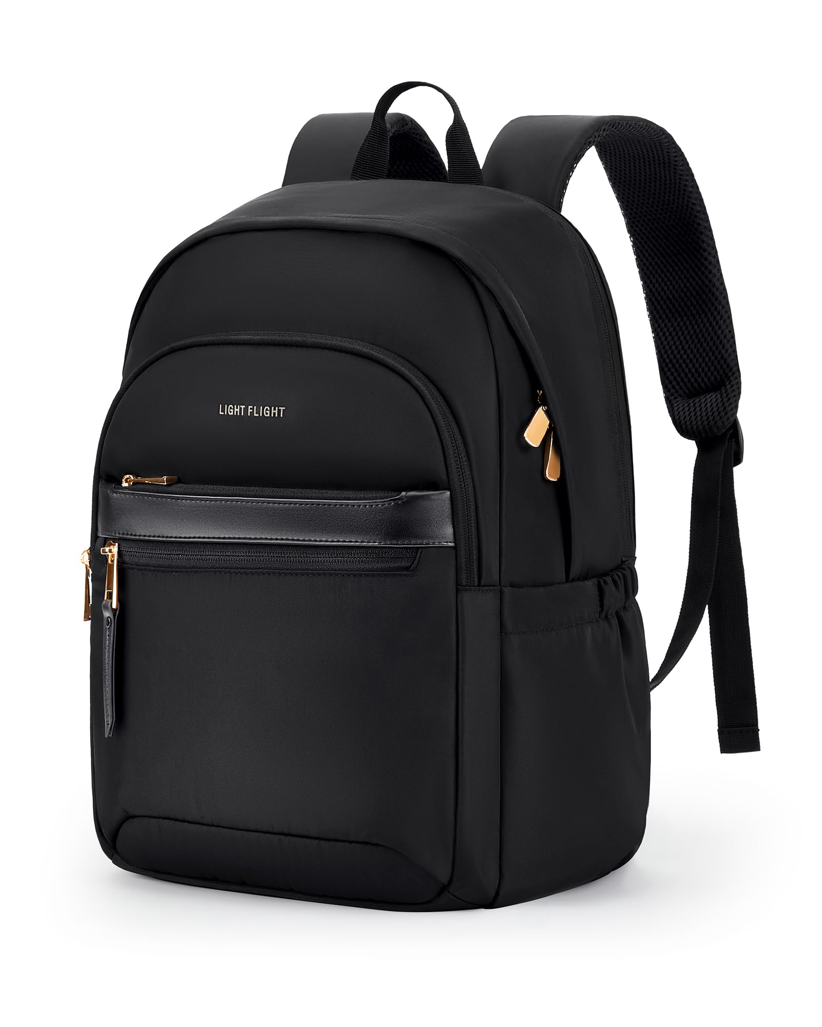 LIGHT FLIGHT Women's Travel Backpack - 15.6 Inch Water-Resistant Laptop Backpack with USB Charging Port - Stylish College & Work Computer Bag for Daily Use - Perfect for Commuting, Business Trips & Campus Life - Black