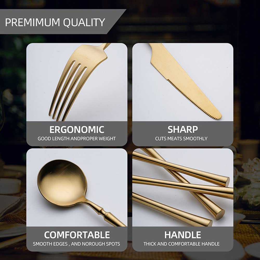 48-Piece Stainless Steel Silverware Set for 8 - Food Grade Flatware with Steak Knives, Spoons & Forks - Elegant Cutlery Set for Home, Office, Restaurant & Hotel - Dishwasher Safe Retro Design - Perfect for Dinner Parties, Weddings & Everyday Dining