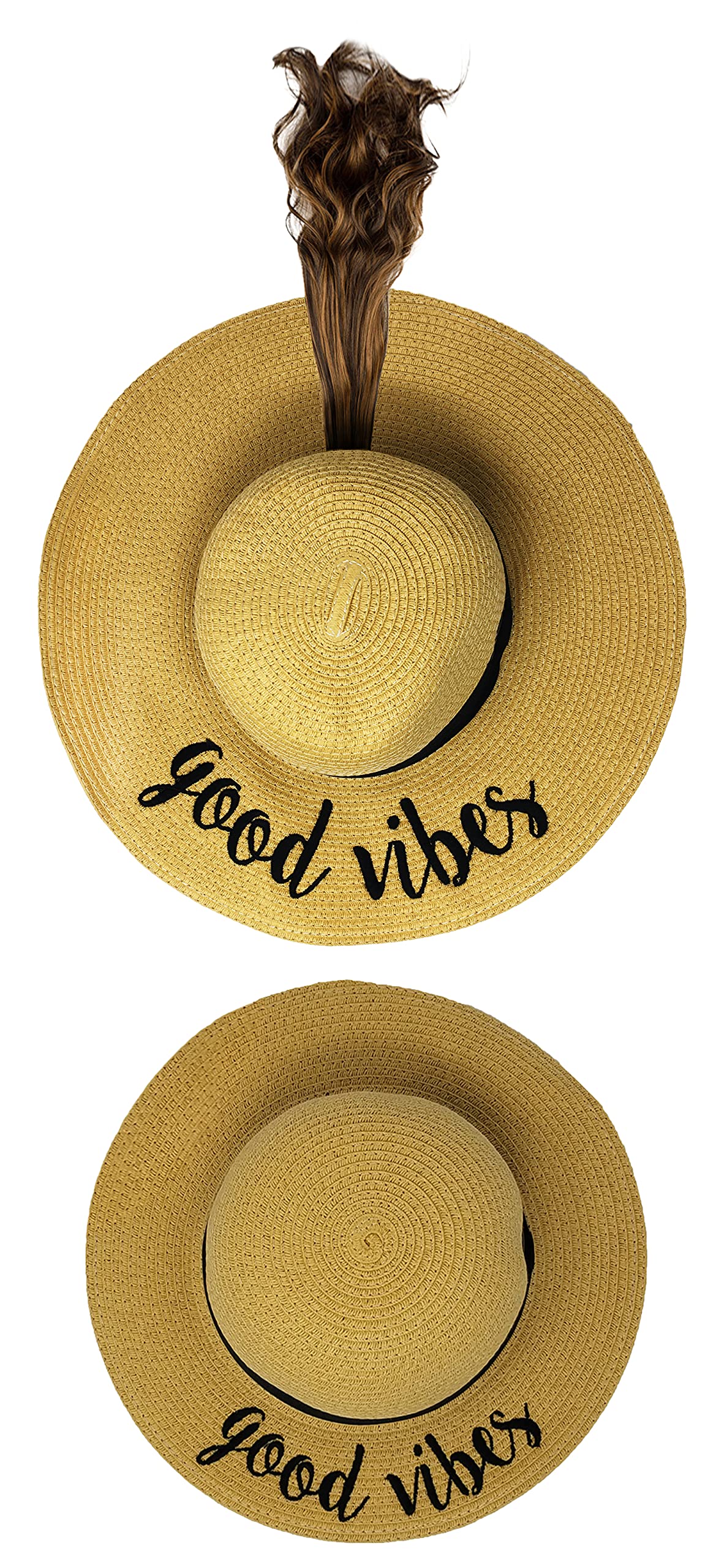 Funky Junque Women's & Girls' Embroidered Floppy Sun Hat Set - Mother Daughter Matching Beach Hats for Summer Vacation, Pool Party, and Outdoor Activities