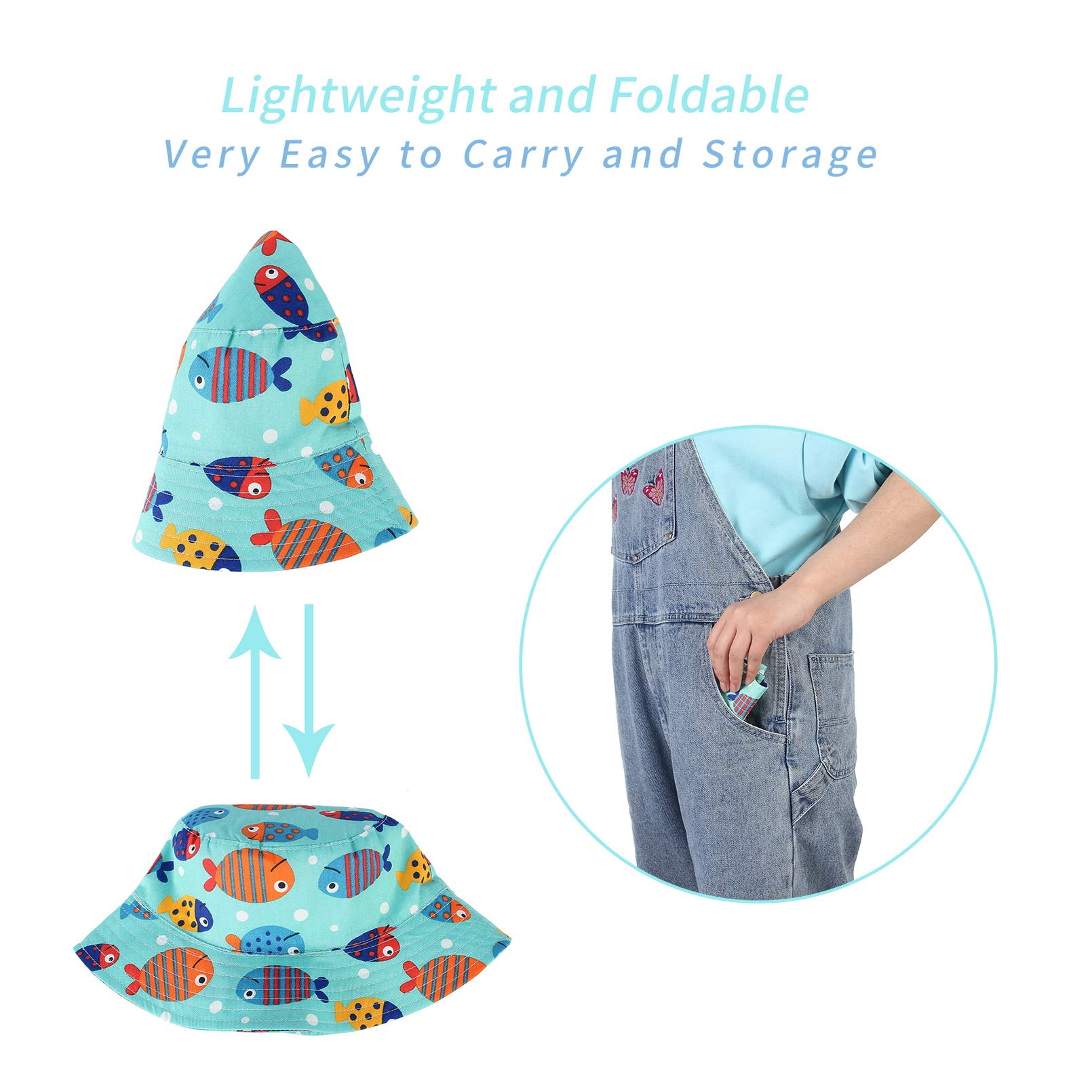 Baby Sun Hat for Boys & Girls - UPF 50+ Wide Brim Bucket Hat for Toddlers & Kids - Summer Sun Protection Outdoor Beach, Park & Playtime