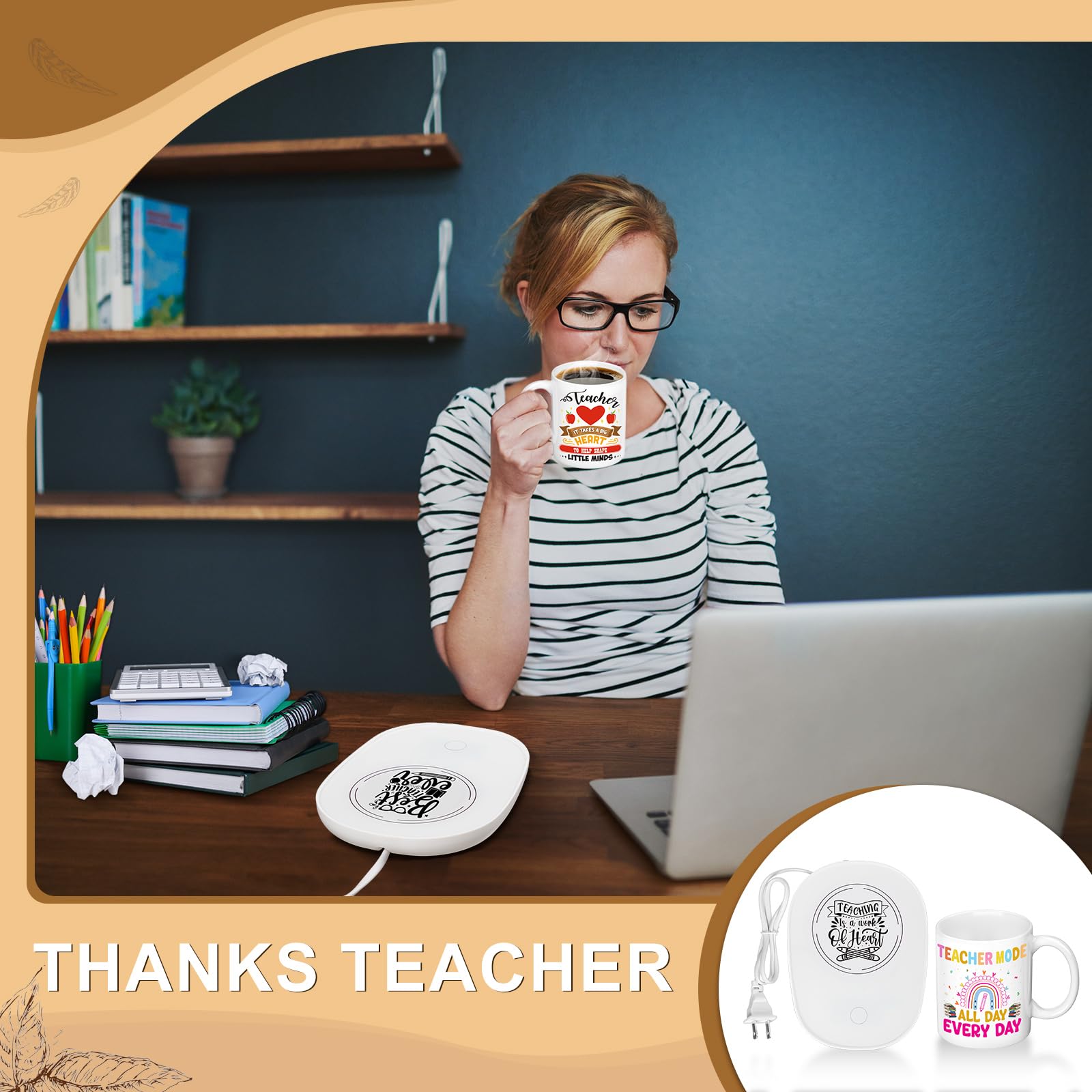 Honeydak Coffee Warmer Mug Set - Best Teacher Gift for Women, Birthday & Appreciation Week