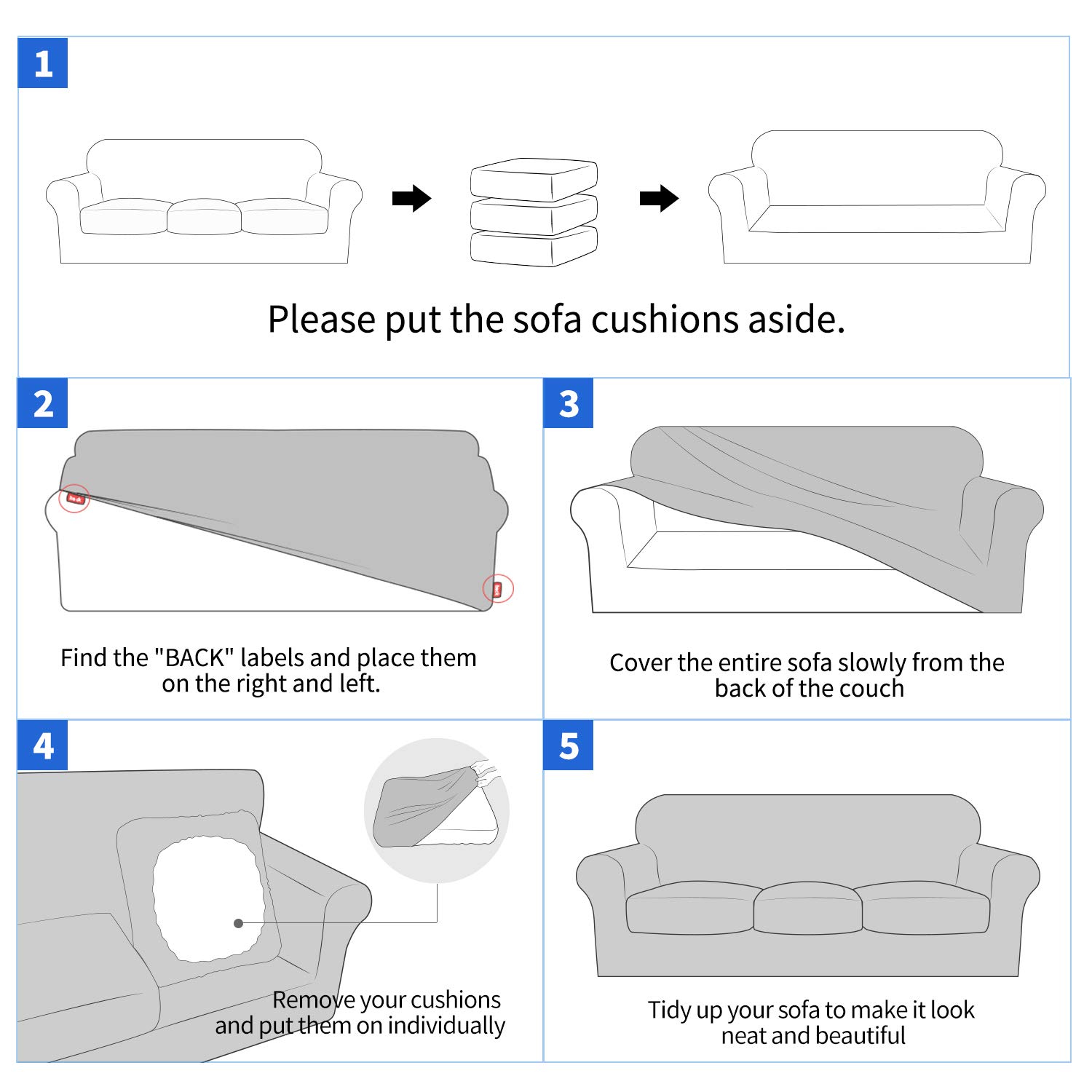 MAXIJIN 3-Piece Jacquard Stretch Sofa Cover - Non-Slip Pet-Friendly Loveseat Slipcover for 2-Cushion Couches, Light Gray - Perfect for Living Room Furniture Protection & Dog Owners