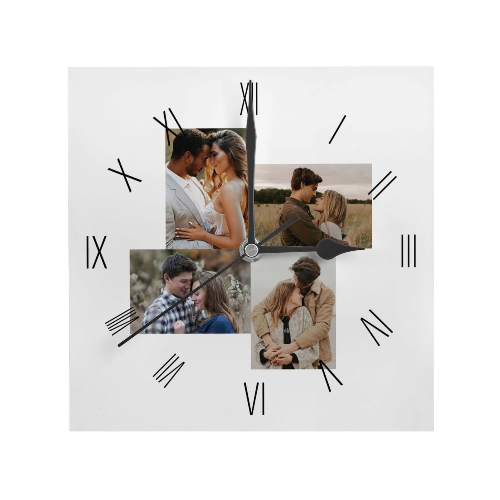 Custom Photo Wall Clock - 24cm Square Silent Electronic Clock for Living Room, Kitchen, Bathroom - Personalized Text & Picture Home Decor - Perfect for Housewarming Gifts & Modern Interior Design
