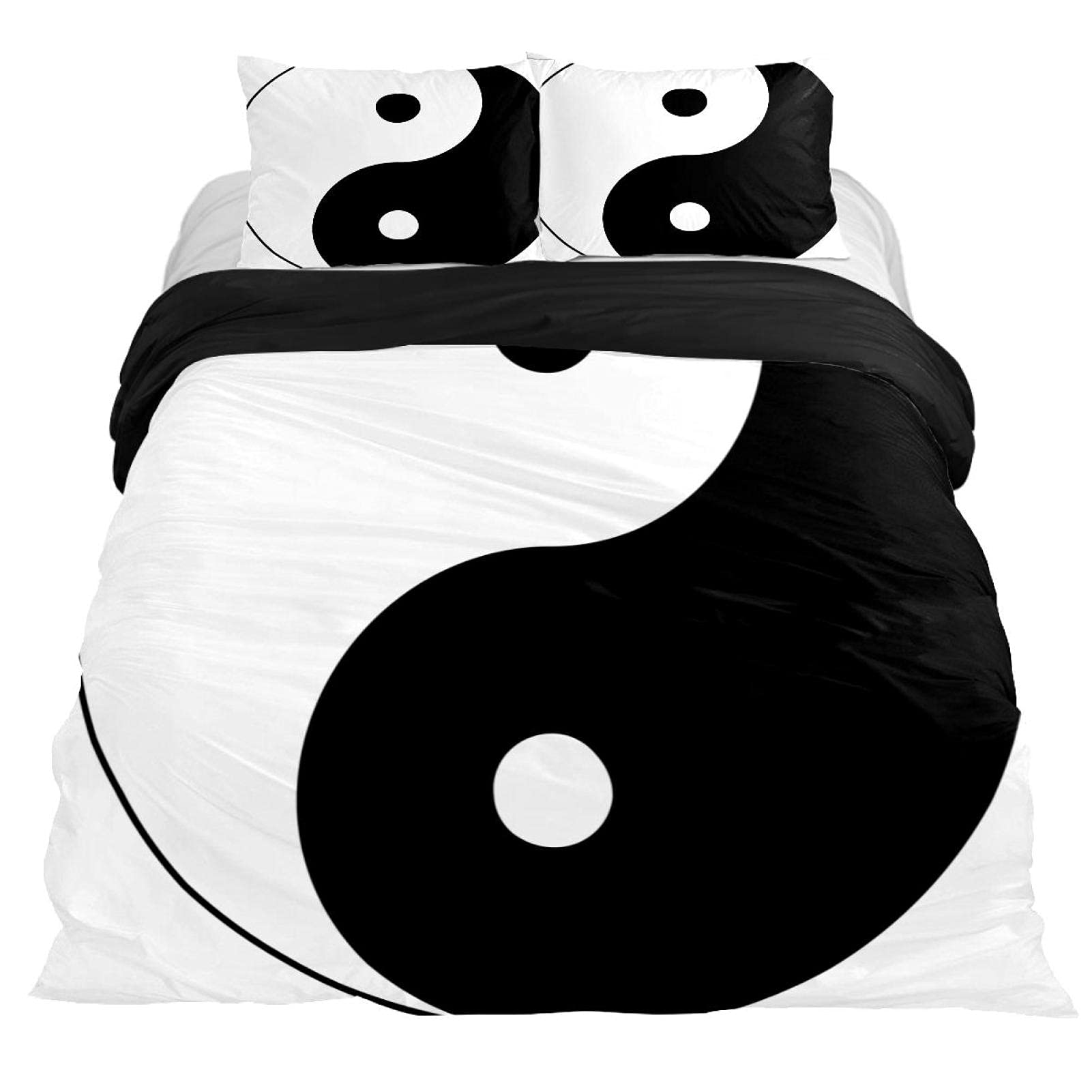 California King Size Yin Yang Duvet Cover Set - Soft & Breathable Microfiber Comforter Cover with Zipper Closure, Includes 1 Duvet Cover & 2 Pillowcases for Kids, Women & Men - Perfect for Bedroom, Guest Room & Dorm Decor