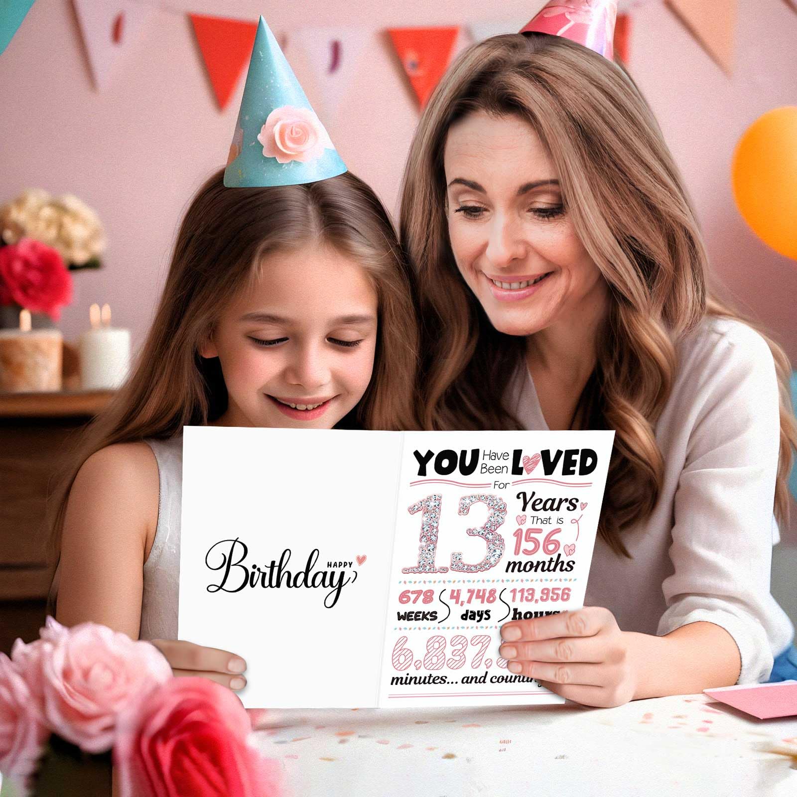 13th Birthday Card for Girls - Funny & Cute 13 Year Old Birthday Gifts for Daughter, Niece, or Friend | Perfect for Sweet 13 Party Decorations, Greeting Cards & Celebrations