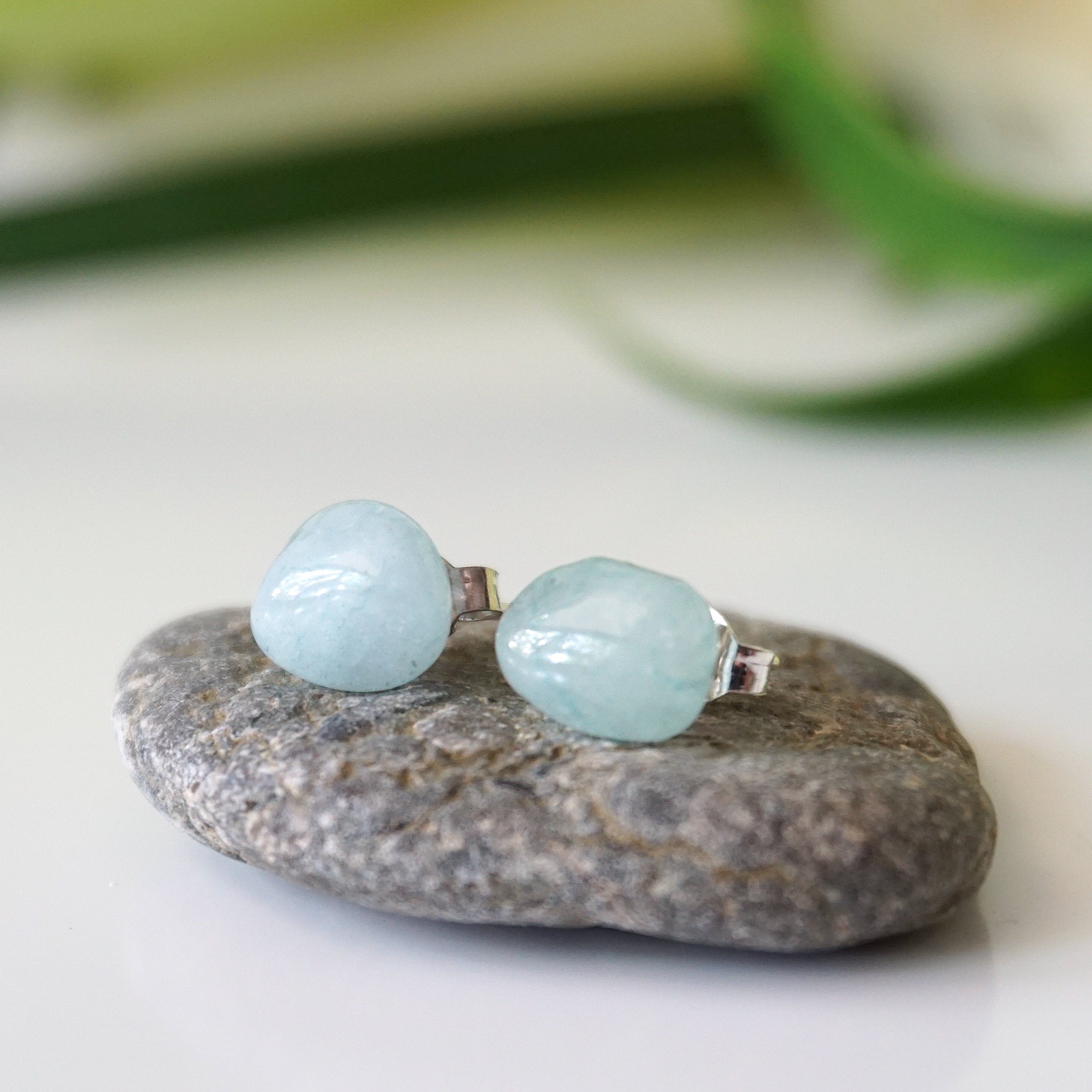 Stunning Aquamarine Stud Earrings for Women – Hypoallergenic Post Earrings for Everyday Wear & Special Occasions