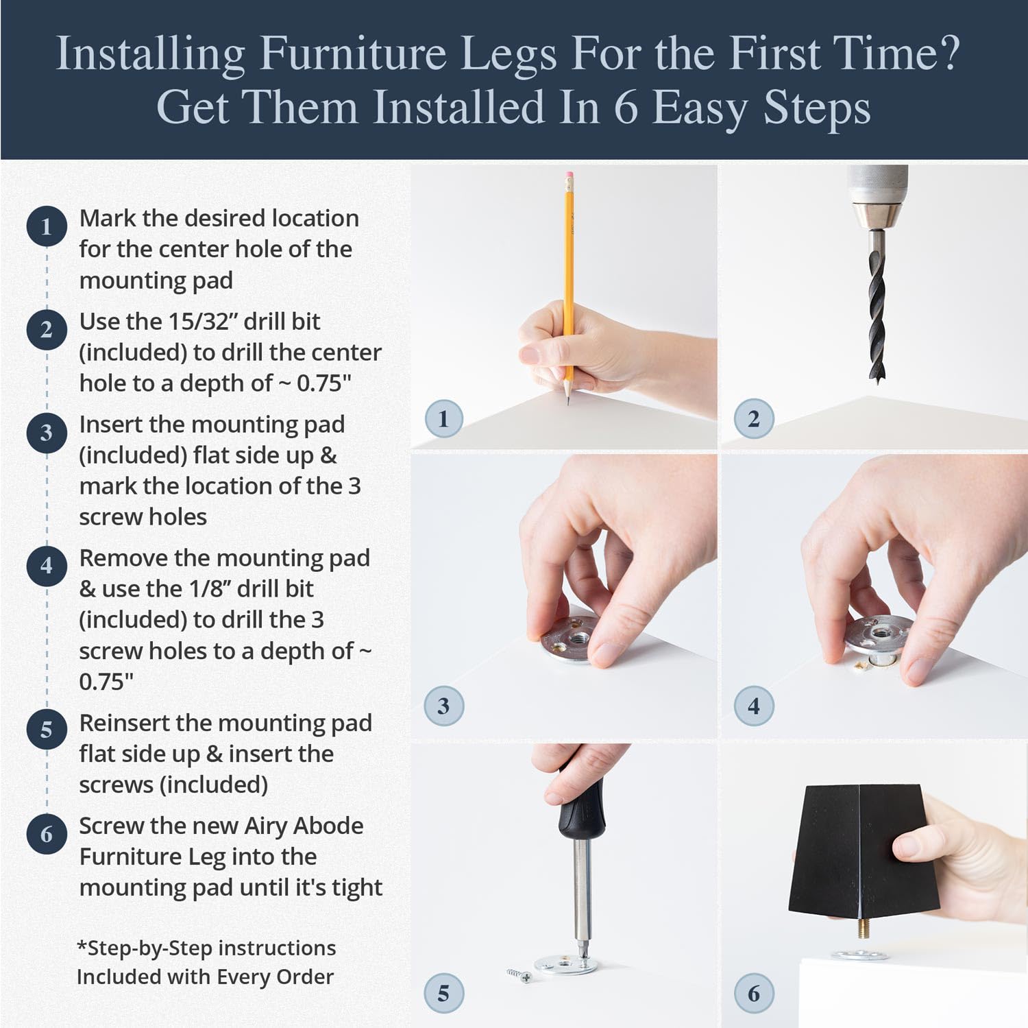 Black Square Furniture Legs Set of 4 - Adjustable Height, Multiple Size & Color Options - Perfect for Sofa, Table, Cabinet & DIY Furniture Projects
