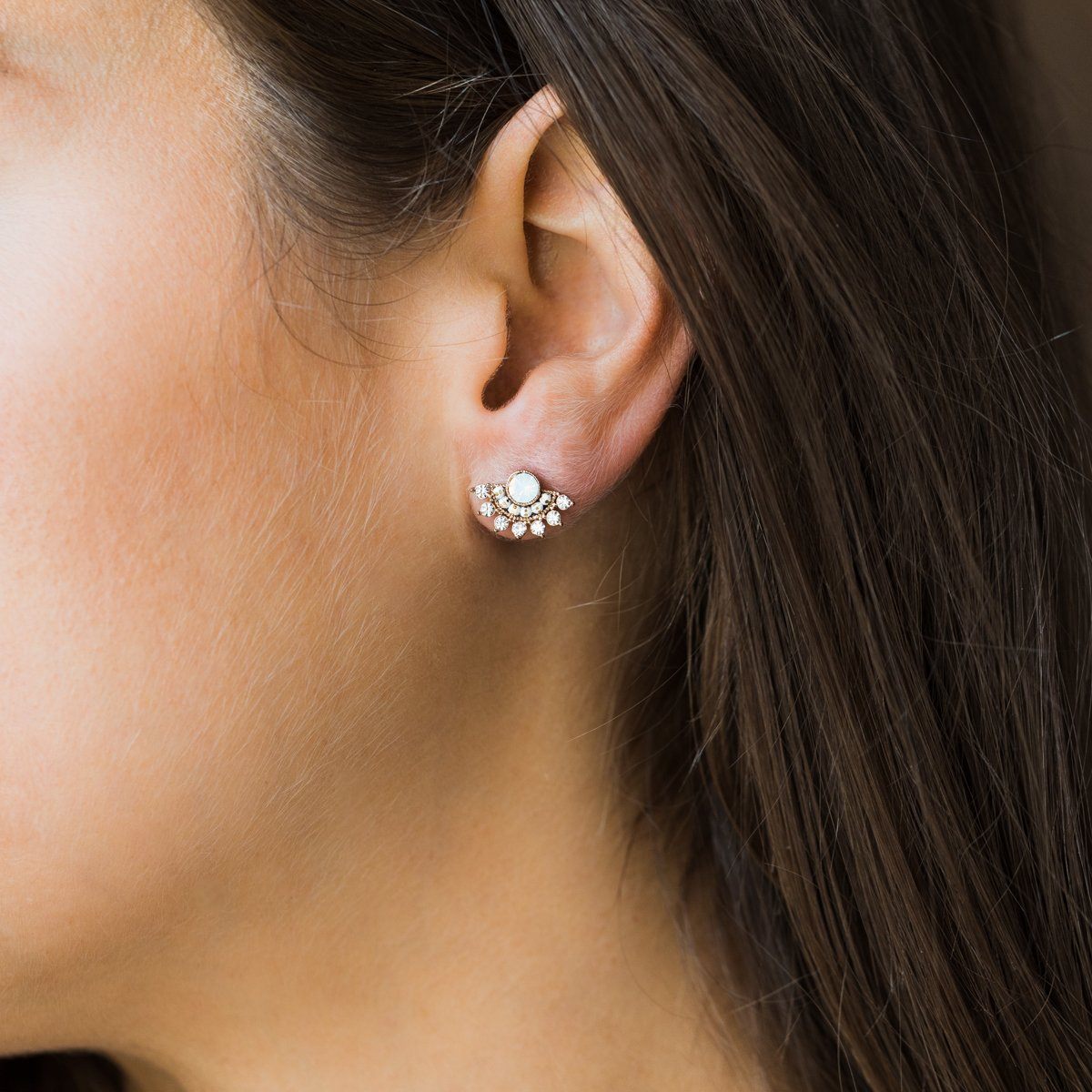 Nico Fan Earrings - White Opal Crystal Dangle Earrings for Women | Elegant Boho Chic Jewelry for Parties, Weddings & Everyday Wear