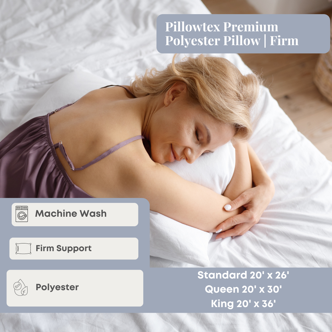 Premium Polyester Pillow for Side & Back Sleepers - Firm Support Pillow for Neck Pain Relief - Breathable & Hypoallergenic Bed Pillow for Home, Hotel, or Travel Use