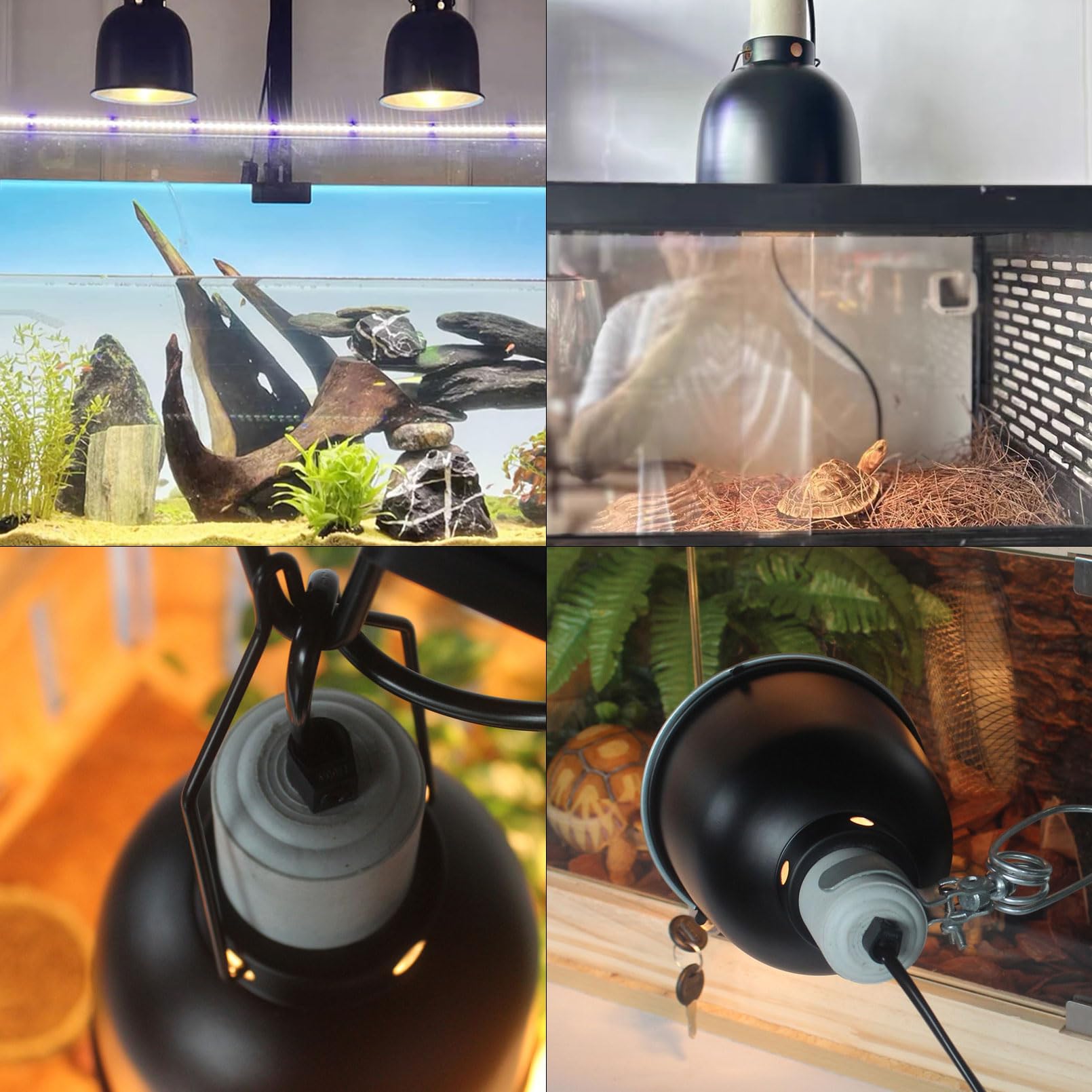 BNOSDM 5.5 Inch Deep Dome Reptile Heat Lamp Fixture - UVB UVA Bulb Holder for Basking & Optical Reflection - Ideal for Reptile Tanks, Terrariums & Amphibian Habitats (Perfect for Bearded Dragons, Turtles & Lizards)