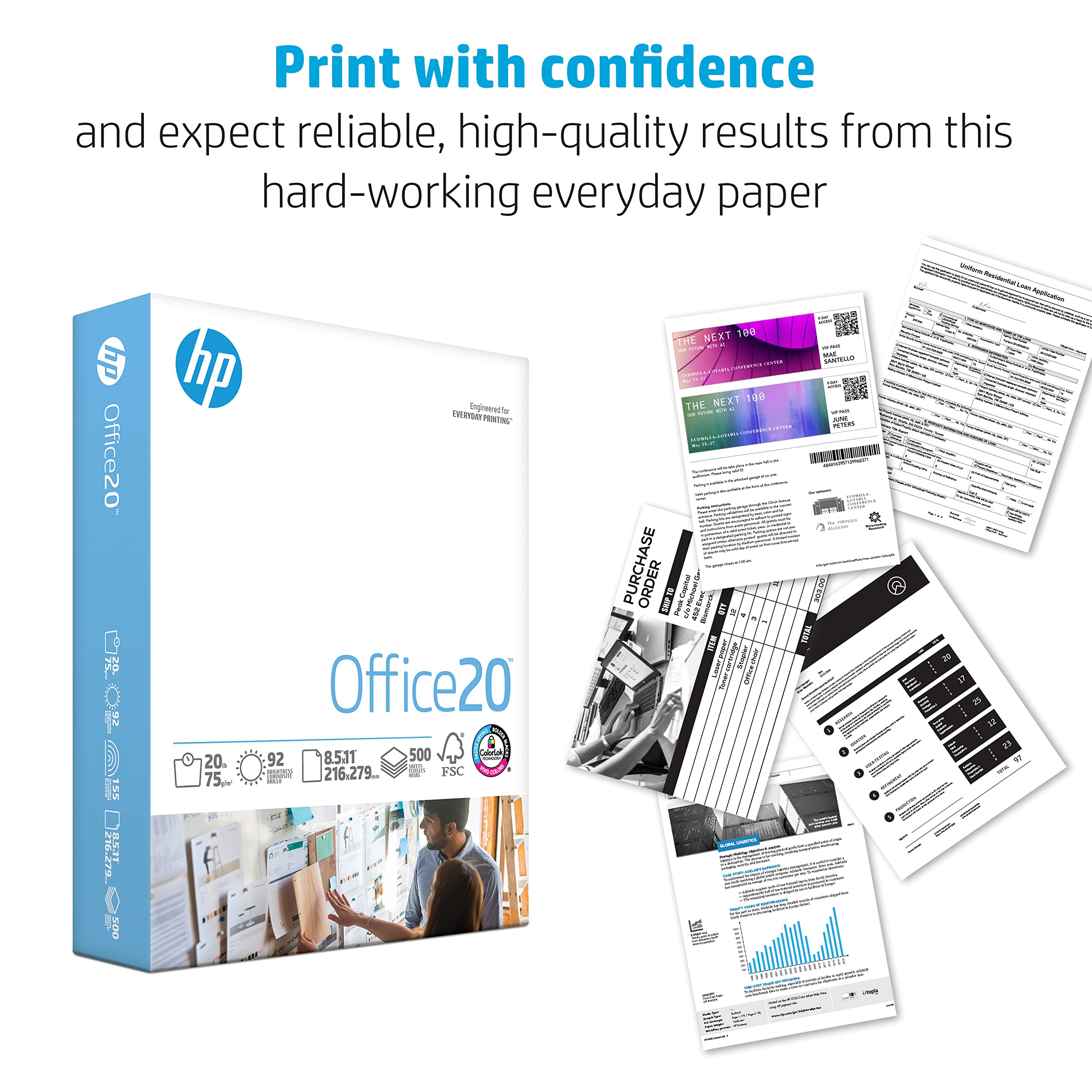 HP Printer Paper 8.5 x 11 Inches, 20 lb Bond Paper - 10 Ream Case (5000 Sheets) | 92 Brightness, FSC Certified | Made in USA | Ideal for Office Printing, Copying, and Everyday Documents